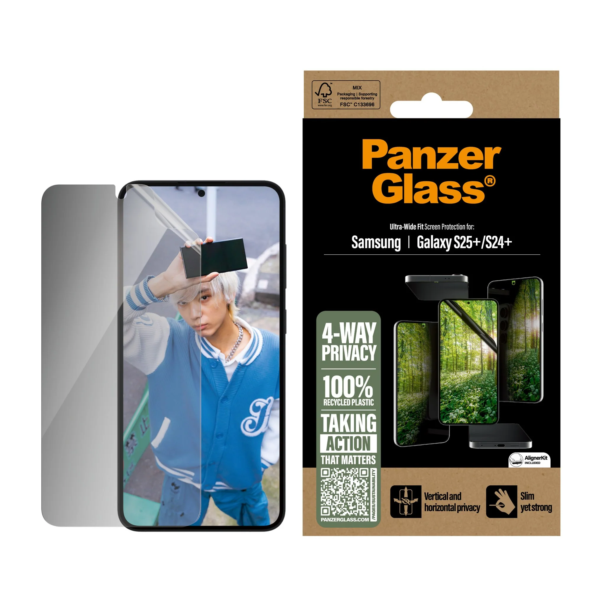 PanzerGlassÂź ECO MATRIX 4-Way Privacy Screen Protector Samsung Galaxy S25+ | S24+ | Ultra-Wide Fit - Image 2