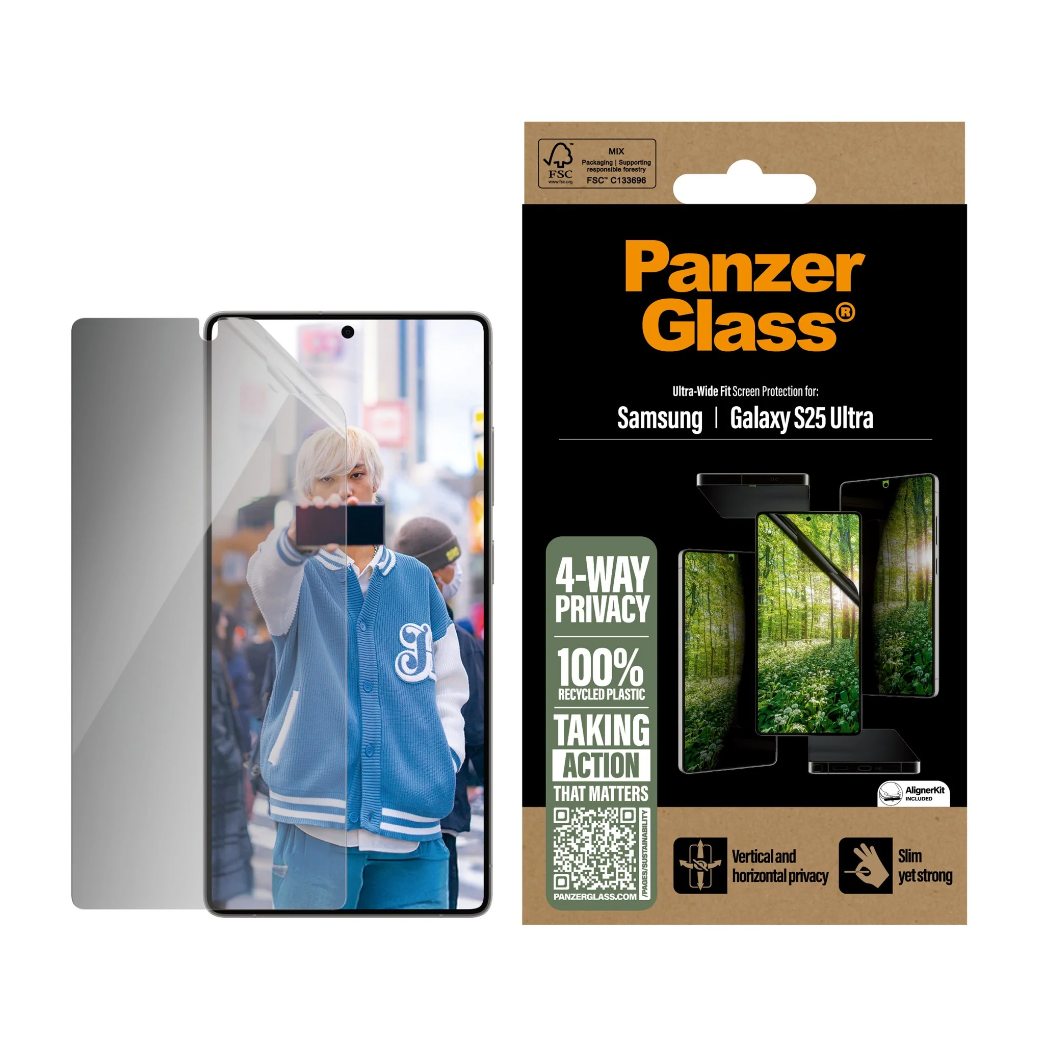 PanzerGlass® ECO MATRIX 4-Way Privacy Screen Protector Samsung Galaxy S25 Ultra | Ultra-wide Fit - Image 2