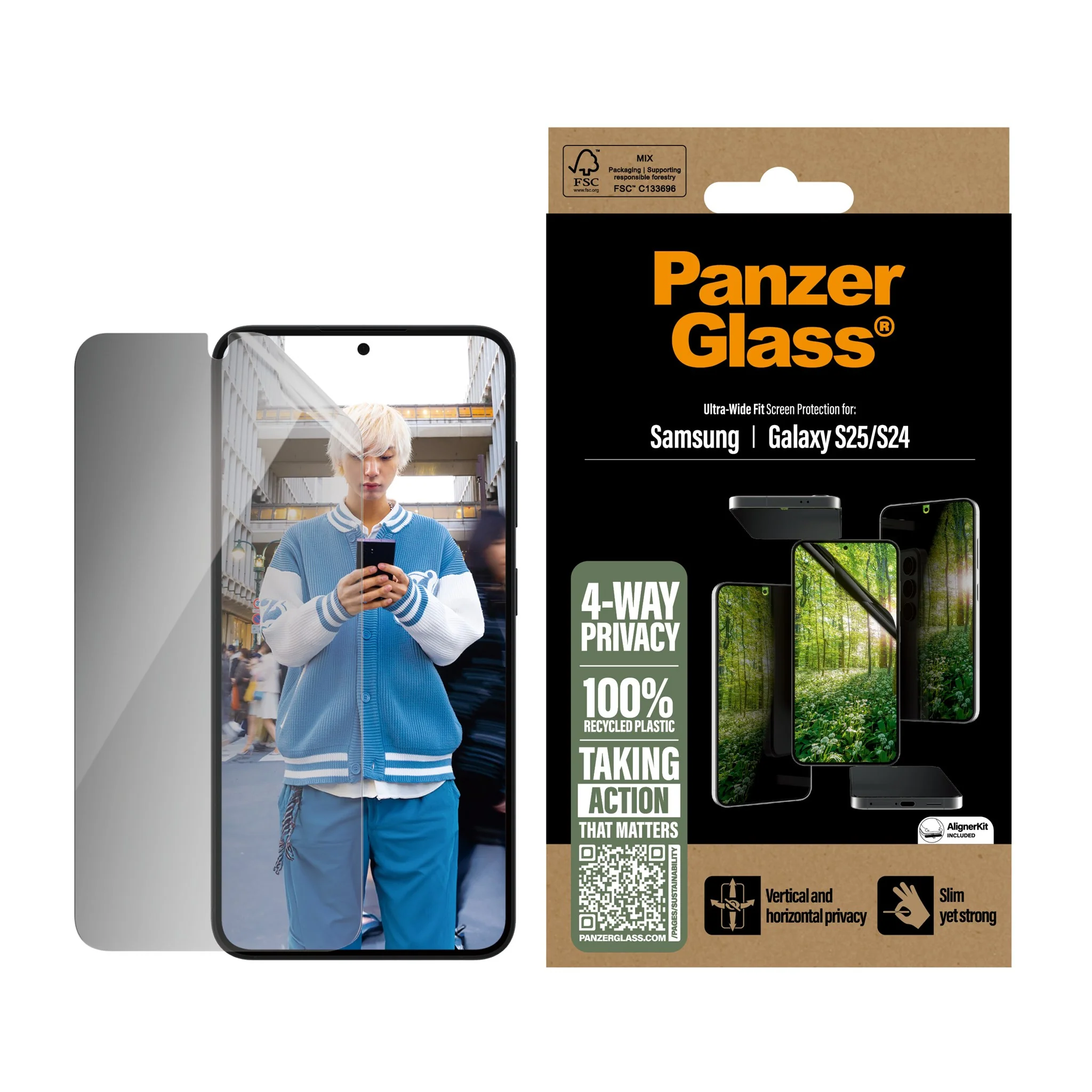 PanzerGlassÂź ECO MATRIX 4-Way Privacy Screen Protector Samsung Galaxy S25 | S24 | Ultra-Wide Fit - Image 2