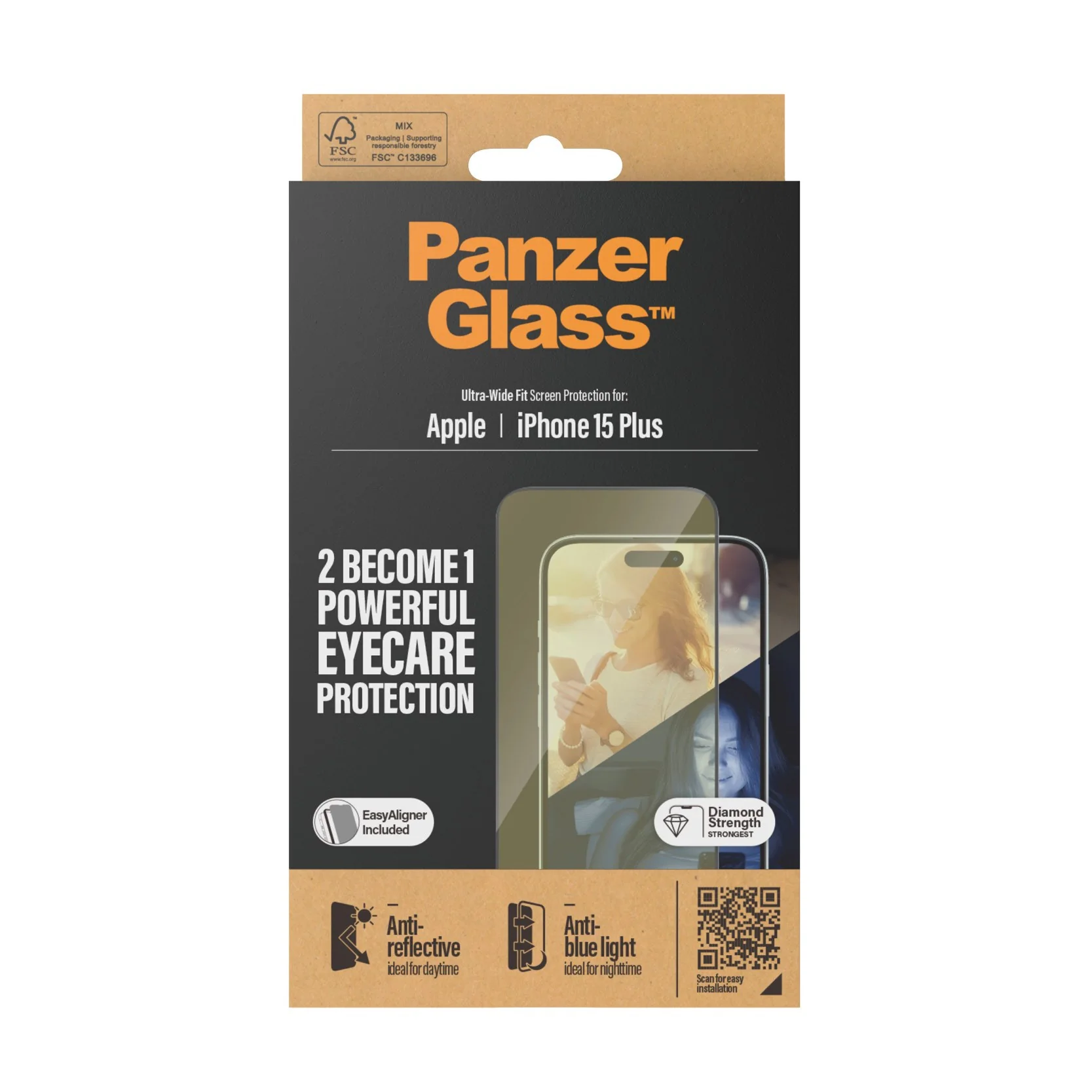 PanzerGlass® EyeCARE™ Screen Protection iPhone 15 Plus | Ultra-Wide Fit w. EasyAligner - Image 3