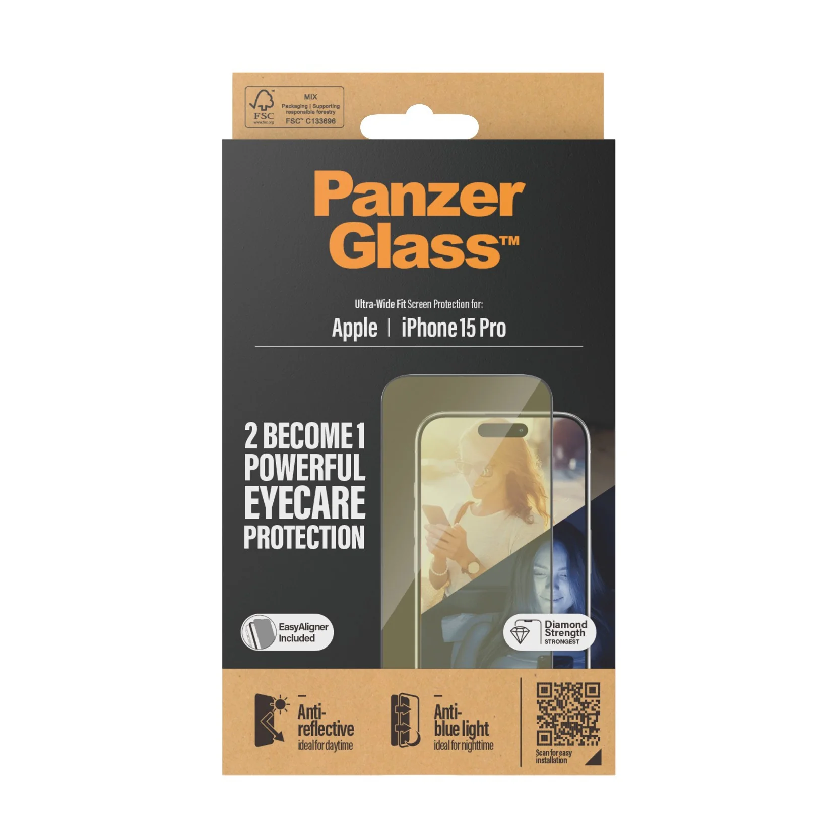 PanzerGlass® EyeCARE™ Screen Protection iPhone 15 Pro | Ultra-Wide Fit w. EasyAligner - Image 3