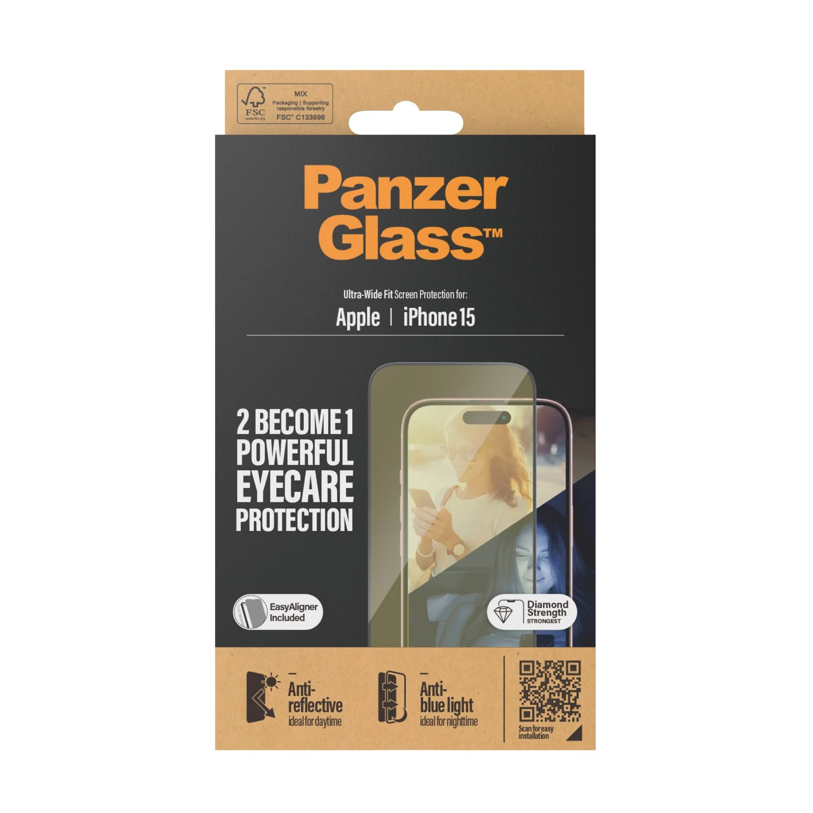 PanzerGlass® EyeCARE™ Screen Protection iPhone 15 | Ultra-Wide Fit w. EasyAligner - Image 3