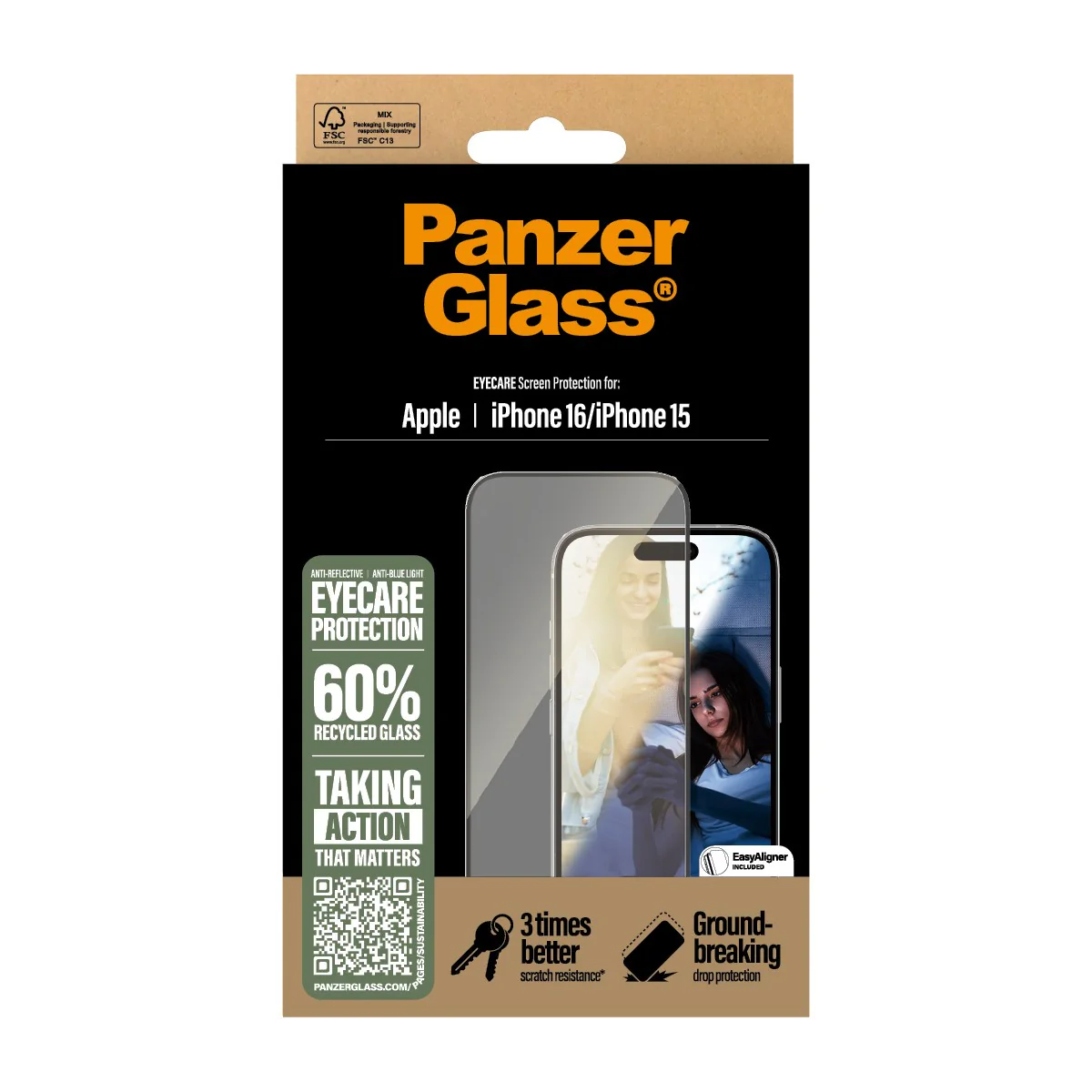 PanzerGlass® EyeCARE™ Screen Protector iPhone 16 | 15 | Ultra-Wide Fit - Image 3