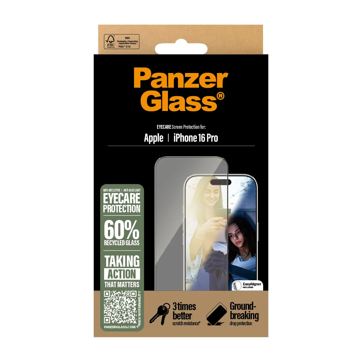 PanzerGlass® EyeCARE™ Screen Protector iPhone 16 Pro | Ultra-Wide Fit - Image 3