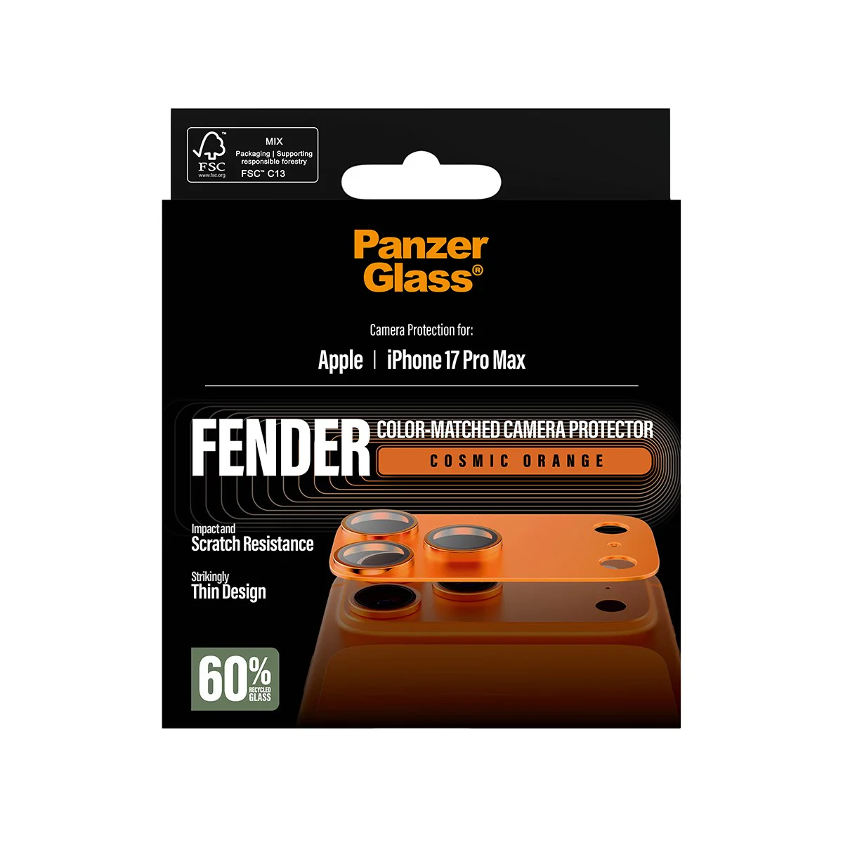 PanzerGlass® Fender Camera Protector Cosmic Orange iPhone 17 Pro Max - Image 3