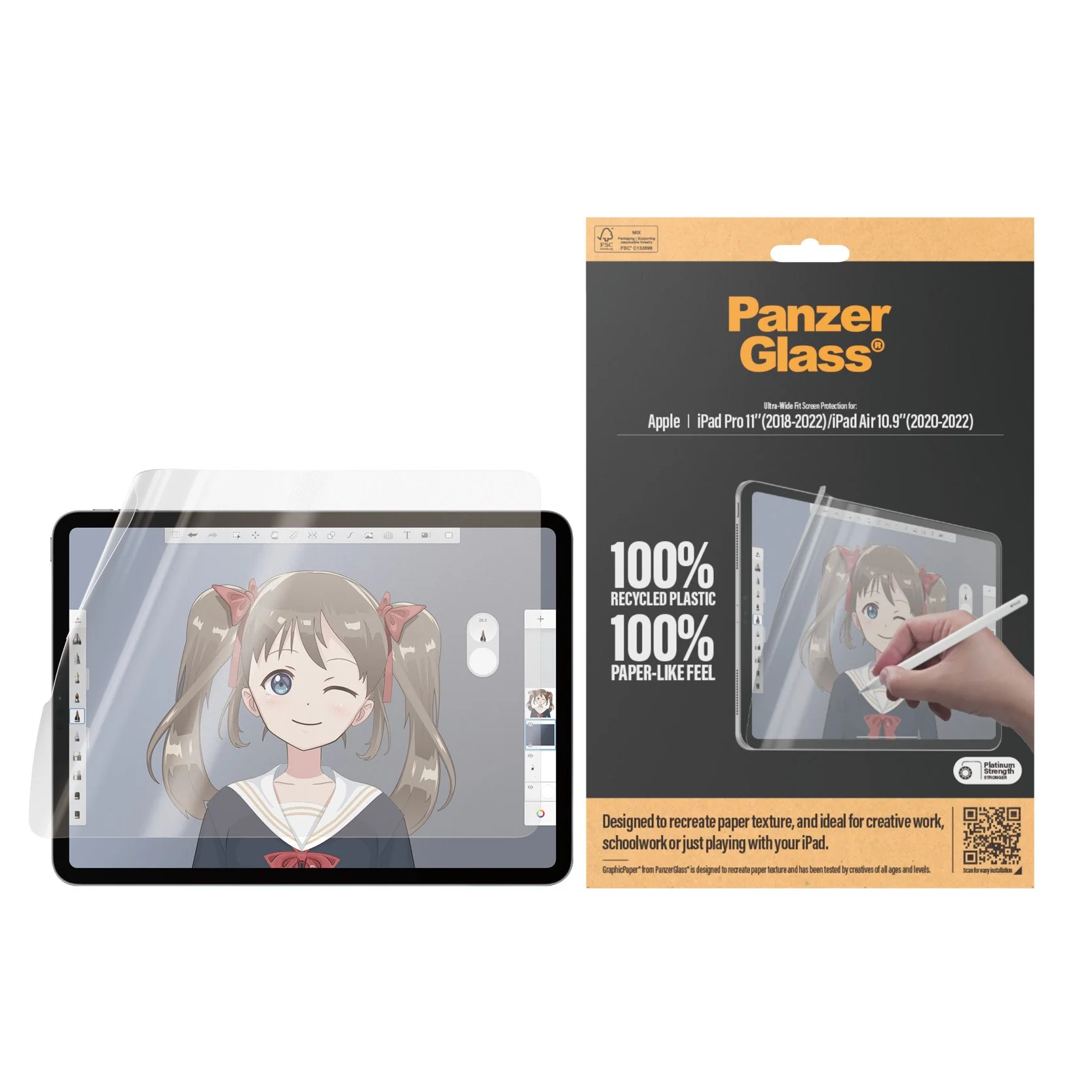 PanzerGlass® GraphicPaper® Screen Protector iPad Pro 11'' (2018-2022) | iPad Air 10.9'' (2020-2022) | Ultra-Wide Fit - Image 2