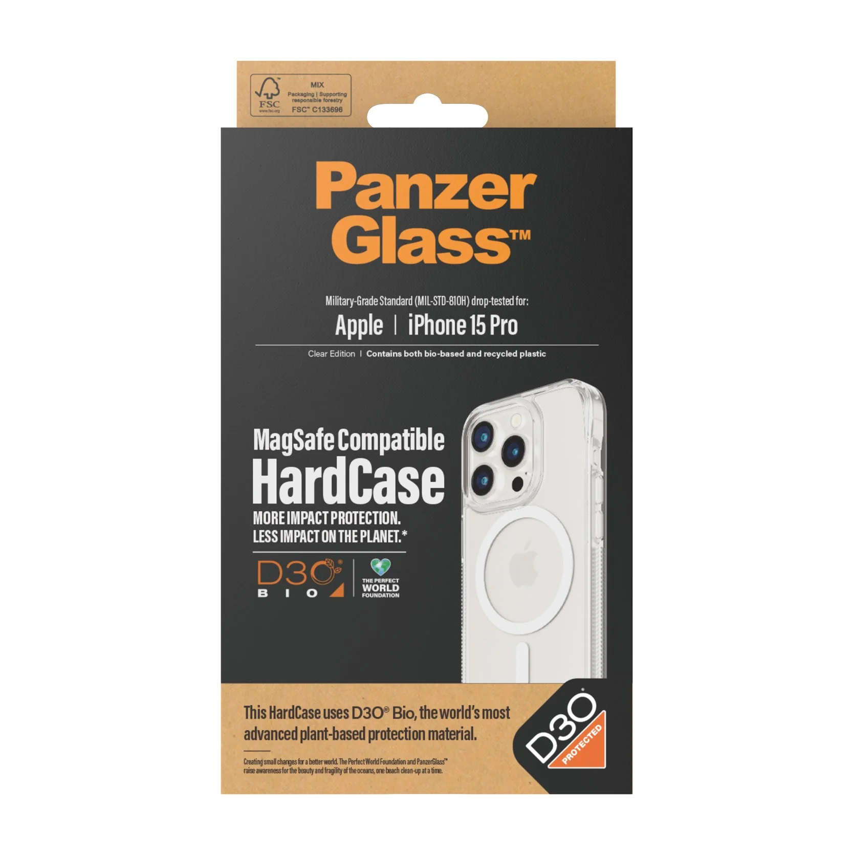PanzerGlass® HardCase Transparent w. White MagSafe & D3O® iPhone 15 Pro - Image 3