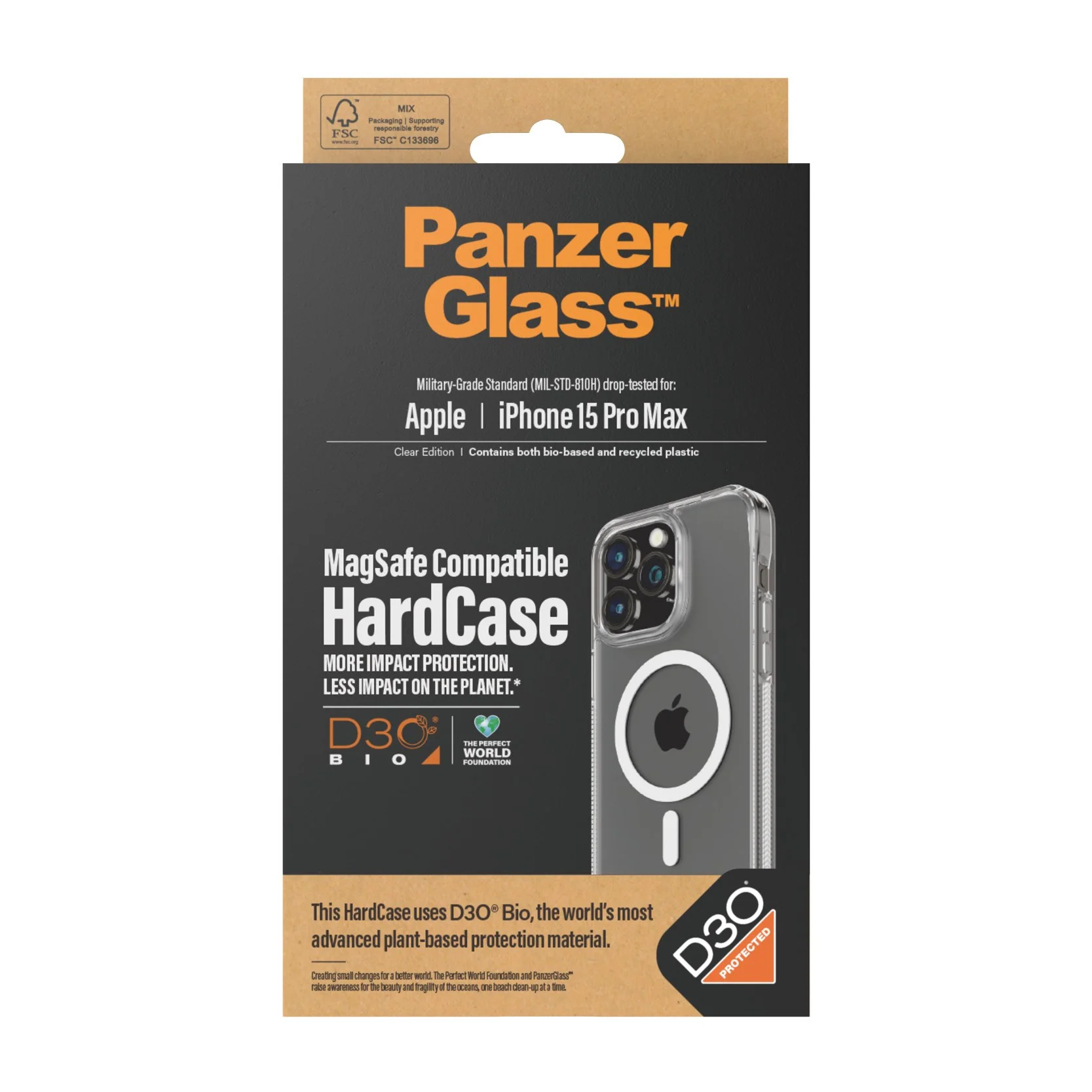 PanzerGlass® HardCase Transparent w. White MagSafe & D3O® iPhone 15 Pro Max - Image 3