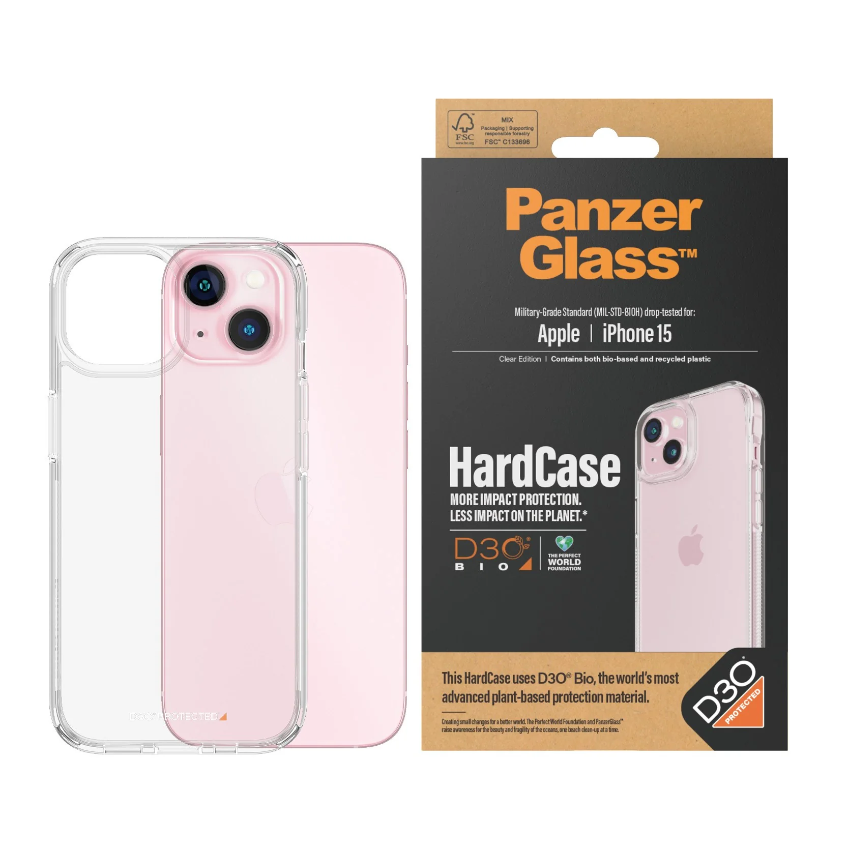 PanzerGlass® HardCase Transparent w. D3O® iPhone 15 - Image 2