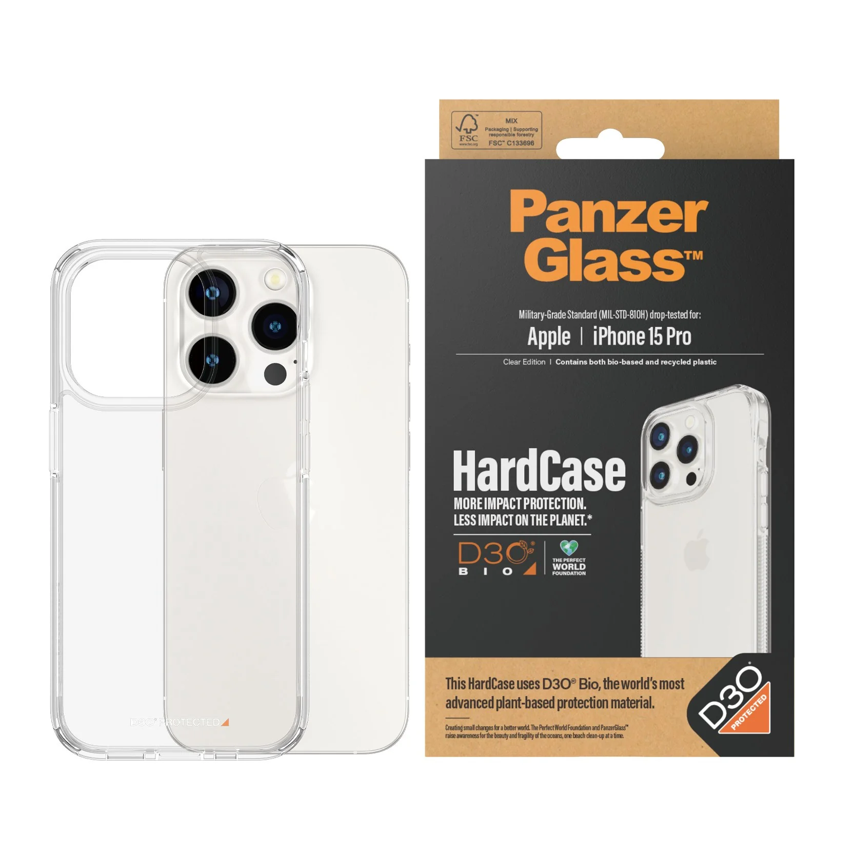 PanzerGlass® HardCase Transparent w. D3O® iPhone 15 Pro - Image 2