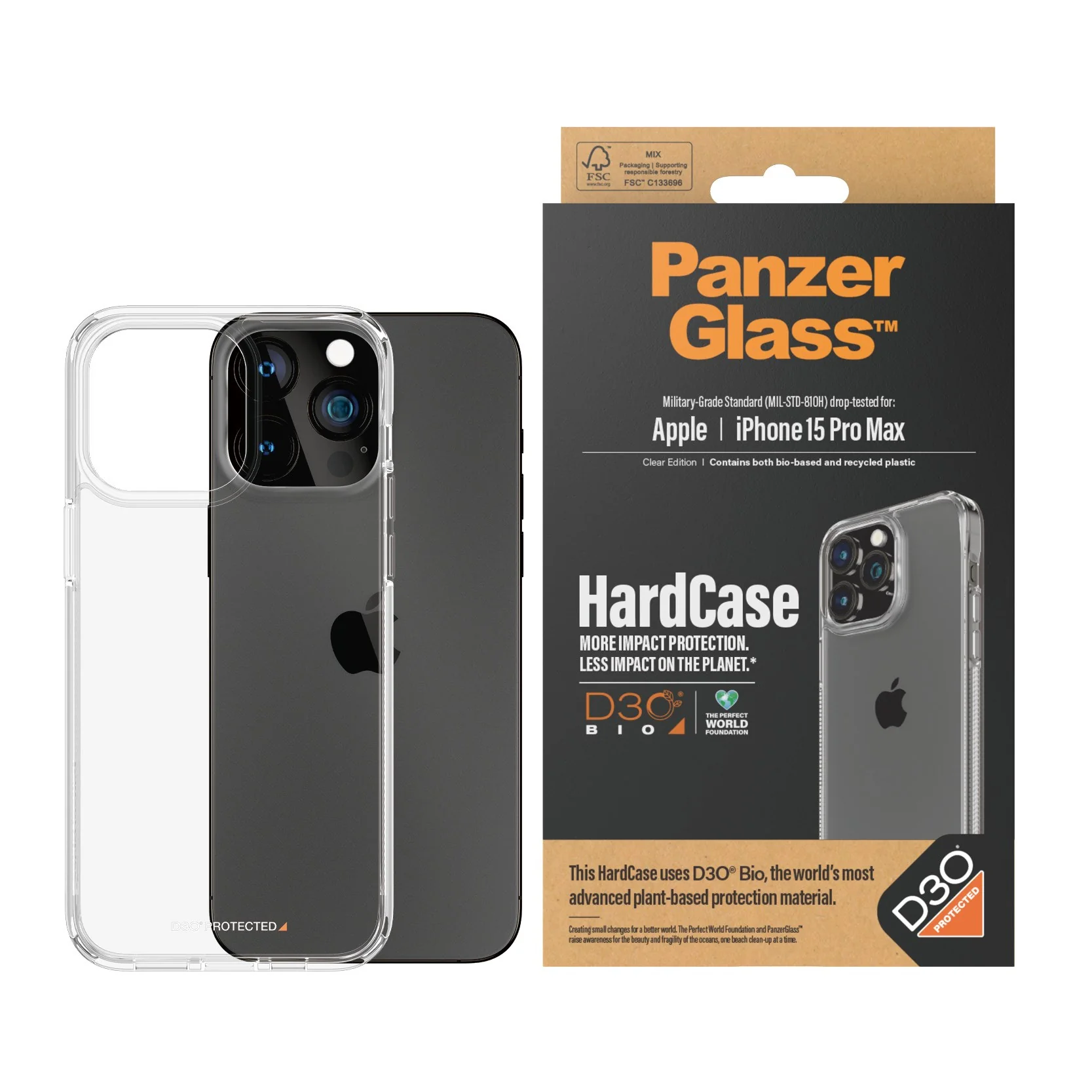 PanzerGlass® HardCase Transparent w. D3O® iPhone 15 Pro Max - Image 2