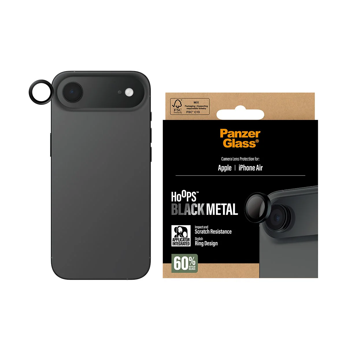 PanzerGlass® Hoops® Camera Lens Protector Black iPhone Air - Image 2