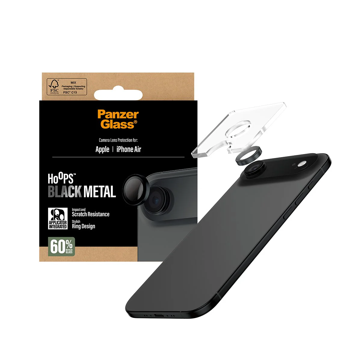 PanzerGlass® Hoops® Camera Lens Protector Black iPhone Air - Image 5