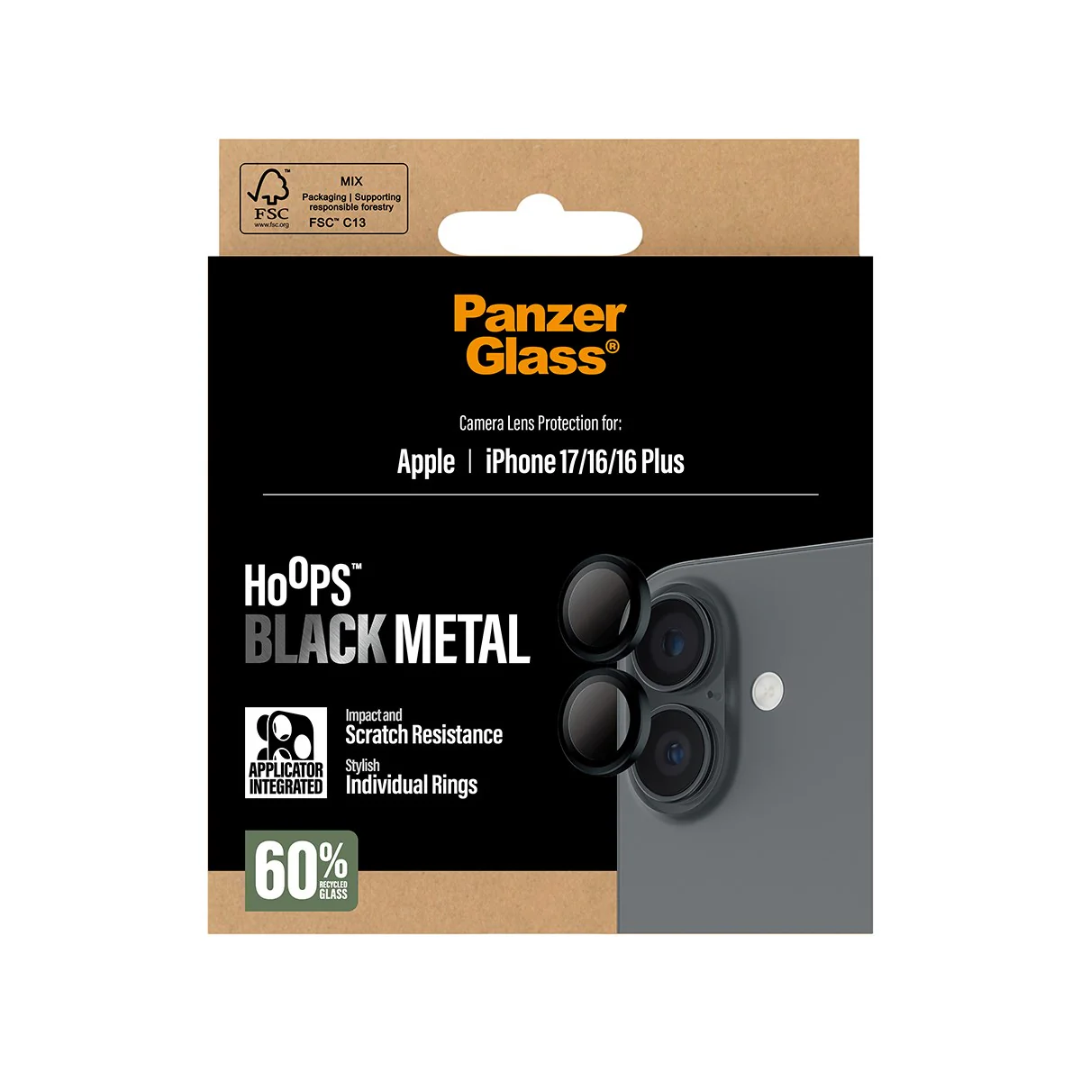 PanzerGlassÂź HoopsÂź Camera Lens Protector Black iPhone 17 | iPhone 16 | 16 Plus - Image 3
