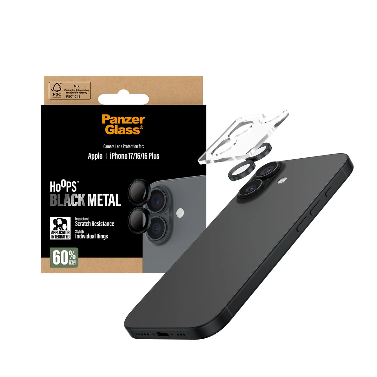 PanzerGlassÂź HoopsÂź Camera Lens Protector Black iPhone 17 | iPhone 16 | 16 Plus - Image 5