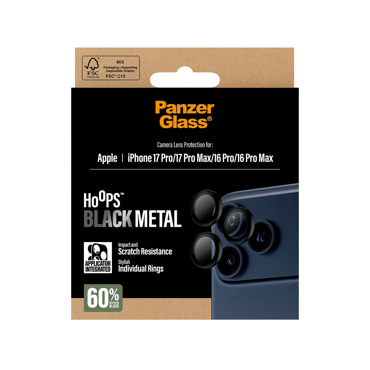 PanzerGlass® Hoops® Camera Lens Protector Black iPhone 17 Pro | iPhone 17 Pro Max | iPhone 16 Pro | 16 Pro Max - Image 3