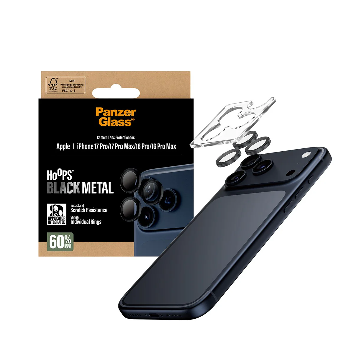 PanzerGlass® Hoops® Camera Lens Protector Black iPhone 17 Pro | iPhone 17 Pro Max | iPhone 16 Pro | 16 Pro Max - Image 5