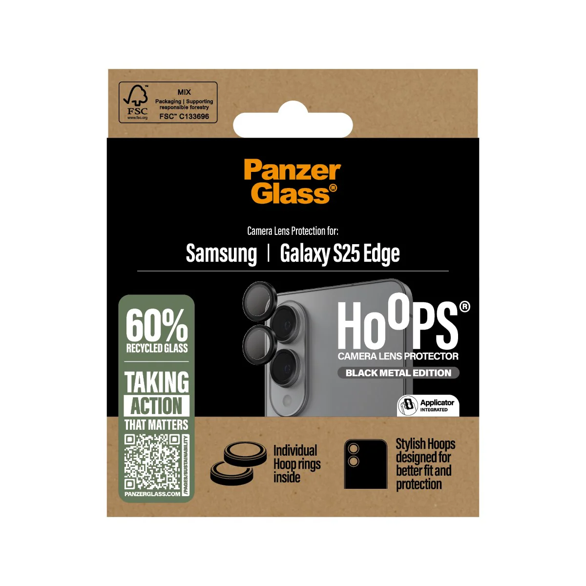 PanzerGlass® Hoops® Camera Lens Protector Black Samsung S25 Edge - Image 3
