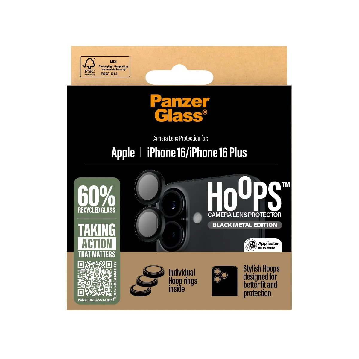 PanzerGlass® Hoops® Camera Lens Protector Black iPhone 16 | 16 Plus - Image 3