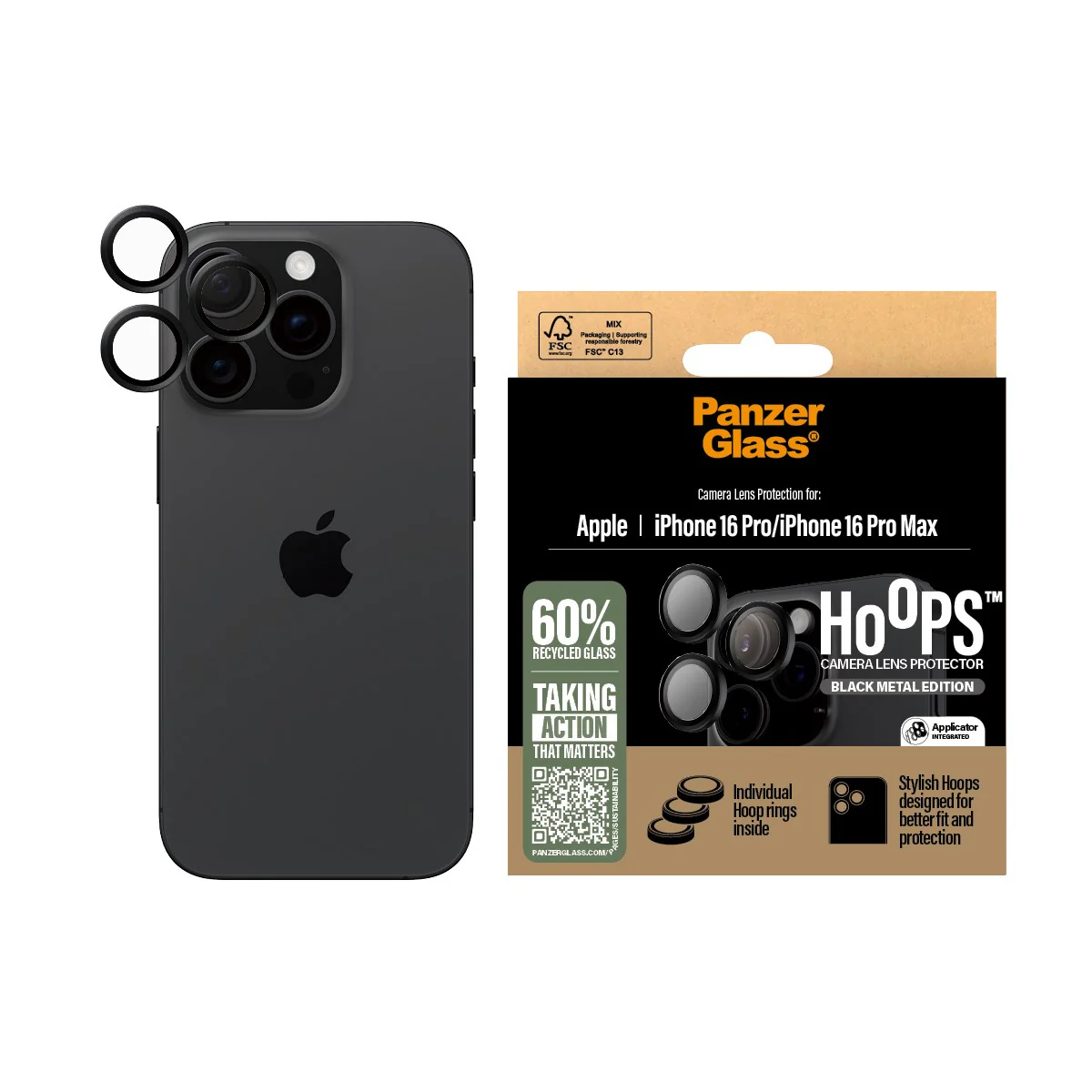 PanzerGlass® Hoops® Camera Lens Protector Black iPhone 16 Pro | 16 Pro Max - Image 2