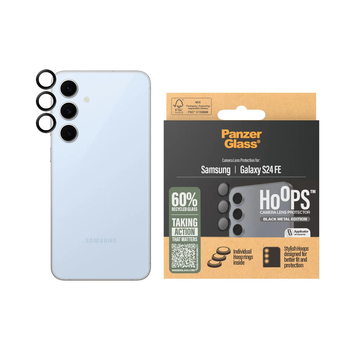 PanzerGlass® Hoops® Camera Lens Protector Black Samsung Galaxy S24 FE - Image 2
