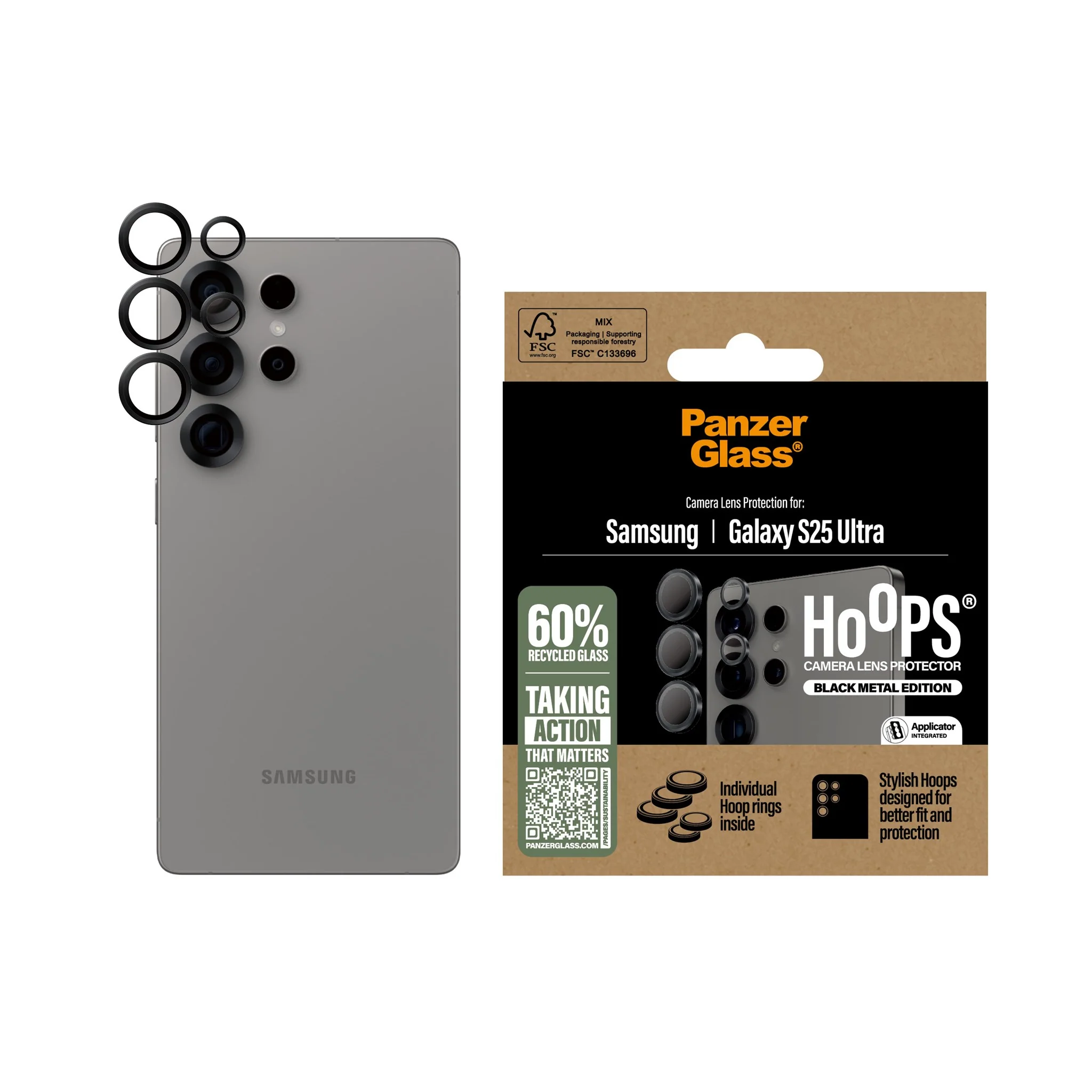 PanzerGlass® Hoops® Camera Lens Protector Black Samsung Galaxy S25 Ultra - Image 2