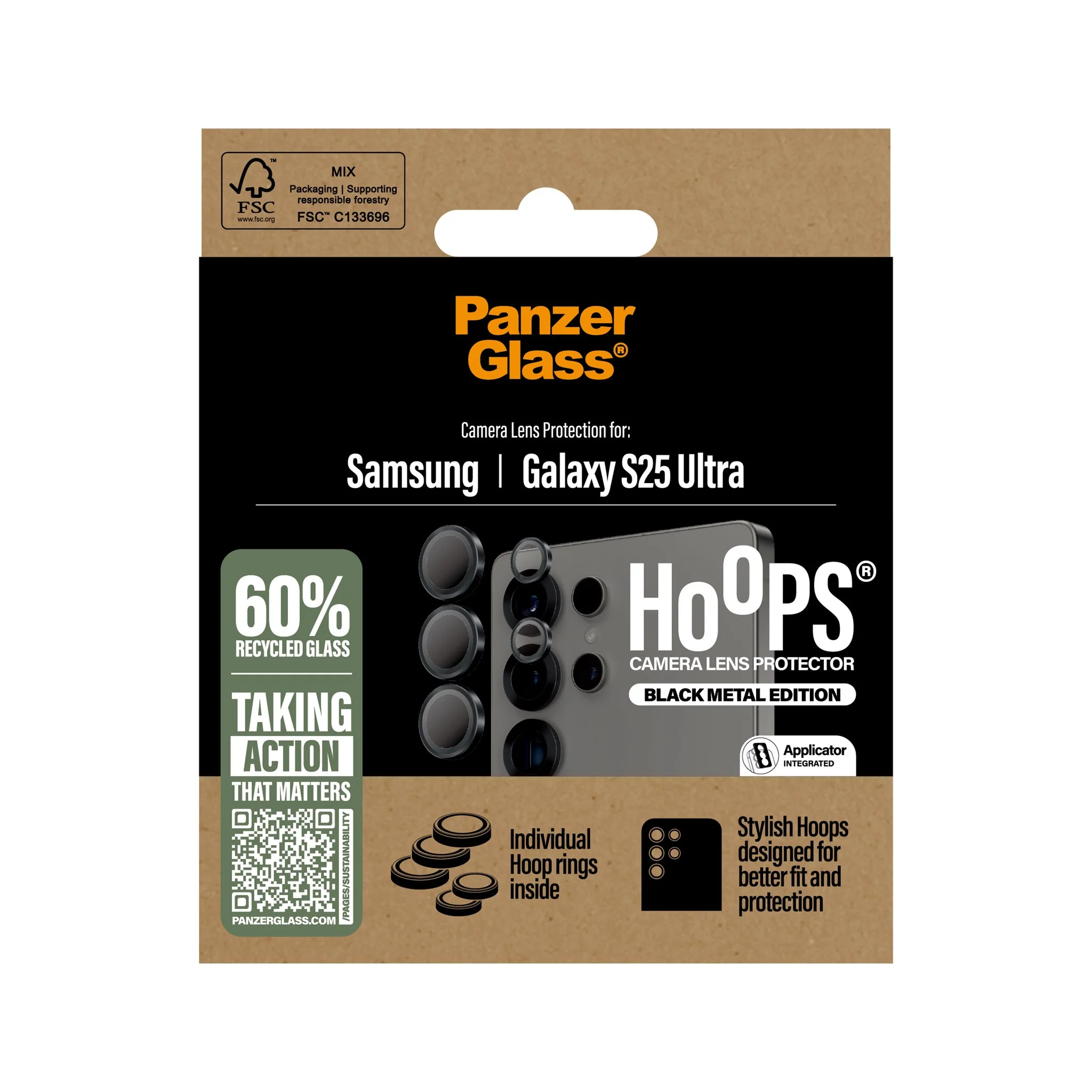 PanzerGlass® Hoops® Camera Lens Protector Black Samsung Galaxy S25 Ultra - Image 3