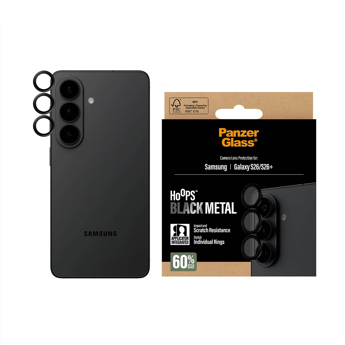 PanzerGlassÂź HoopsÂź Camera Lens Protector Black Samsung Galaxy S26 | S26+ - Image 2