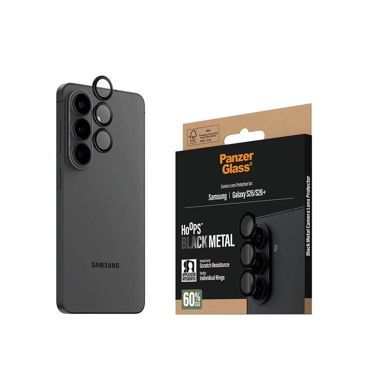 PanzerGlassÂź HoopsÂź Camera Lens Protector Black Samsung Galaxy S26 | S26+ - Image 6
