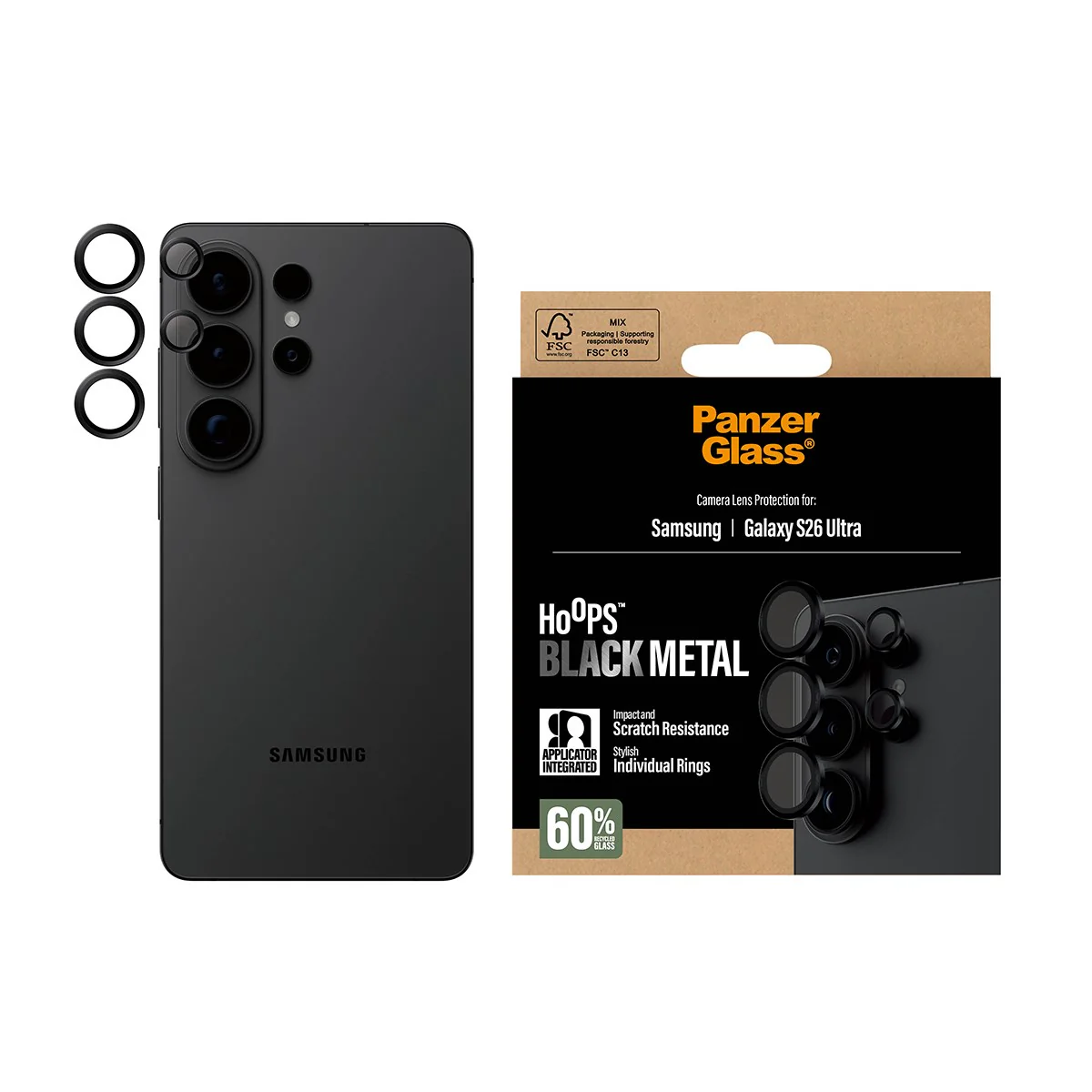 PanzerGlassÂź HoopsÂź Camera Lens Protector Black Samsung Galaxy S26 Ultra - Image 2