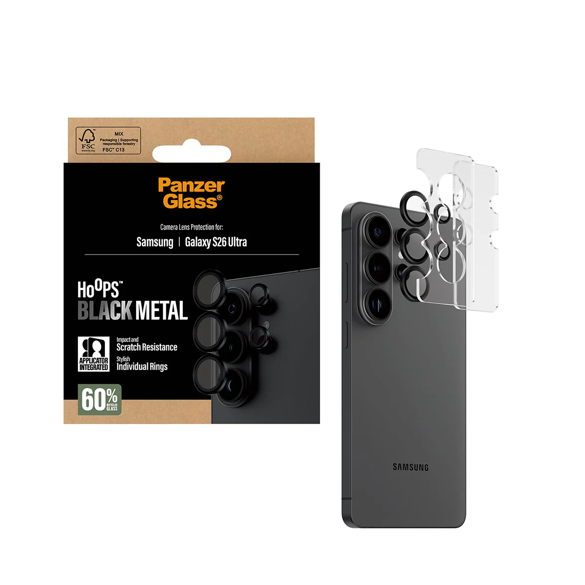 PanzerGlassÂź HoopsÂź Camera Lens Protector Black Samsung Galaxy S26 Ultra - Image 5