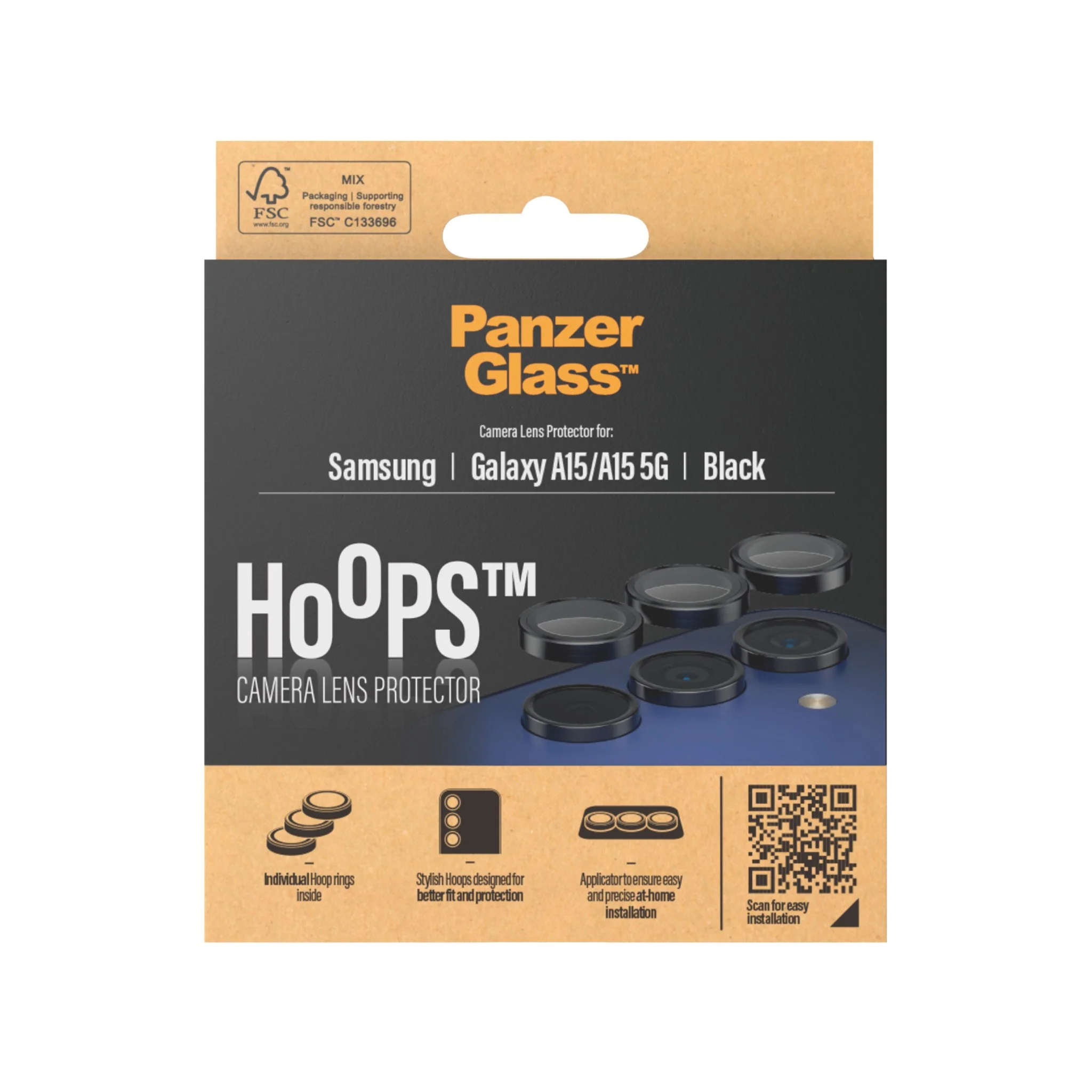 PanzerGlass® Hoops® Camera Lens Protector Black Samsung Galaxy A15 | A15 5G - Image 3