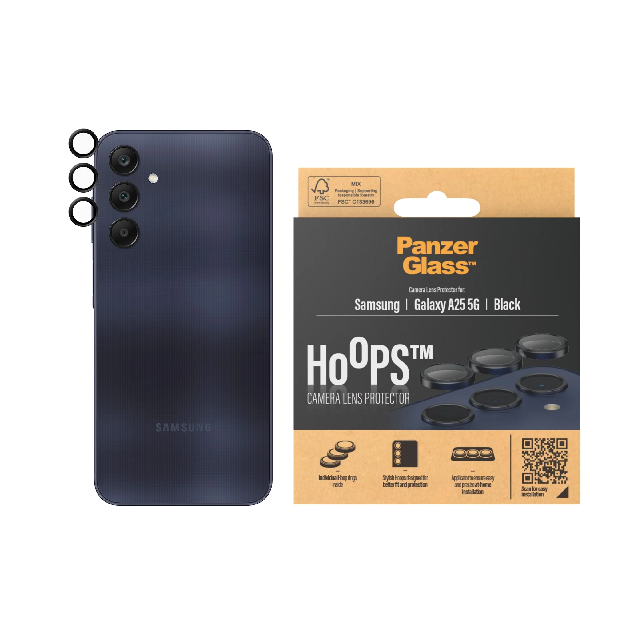 PanzerGlass® Hoops® Camera Lens Protector Black Samsung Galaxy A25 5G - Image 2
