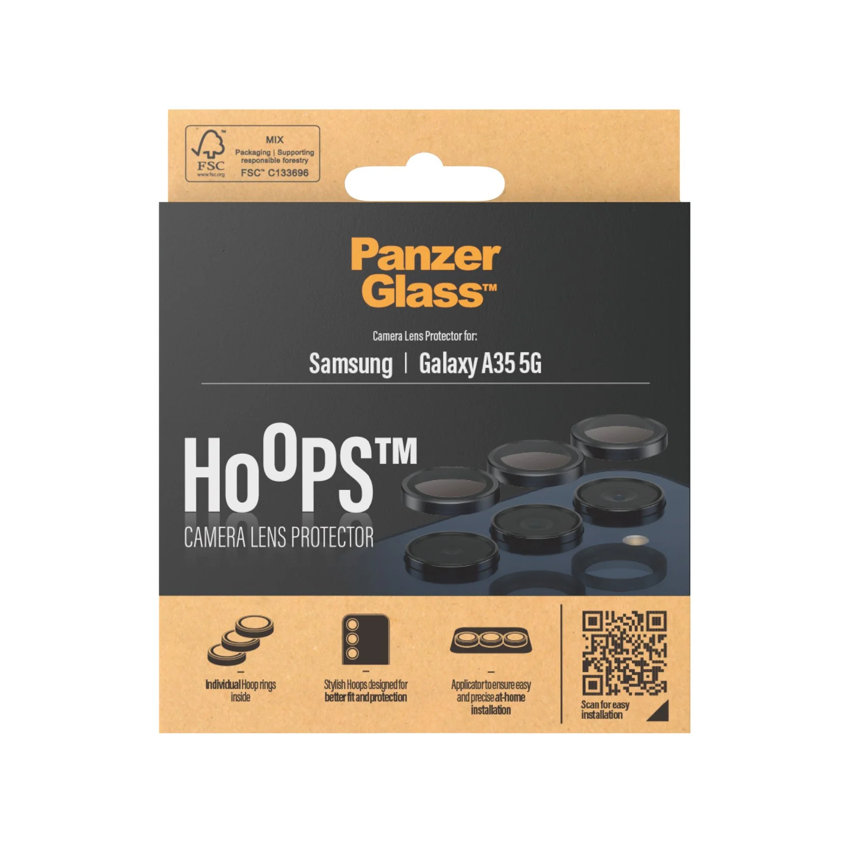 PanzerGlass® Hoops® Camera Lens Protector Black Samsung Galaxy A35 5G - Image 3