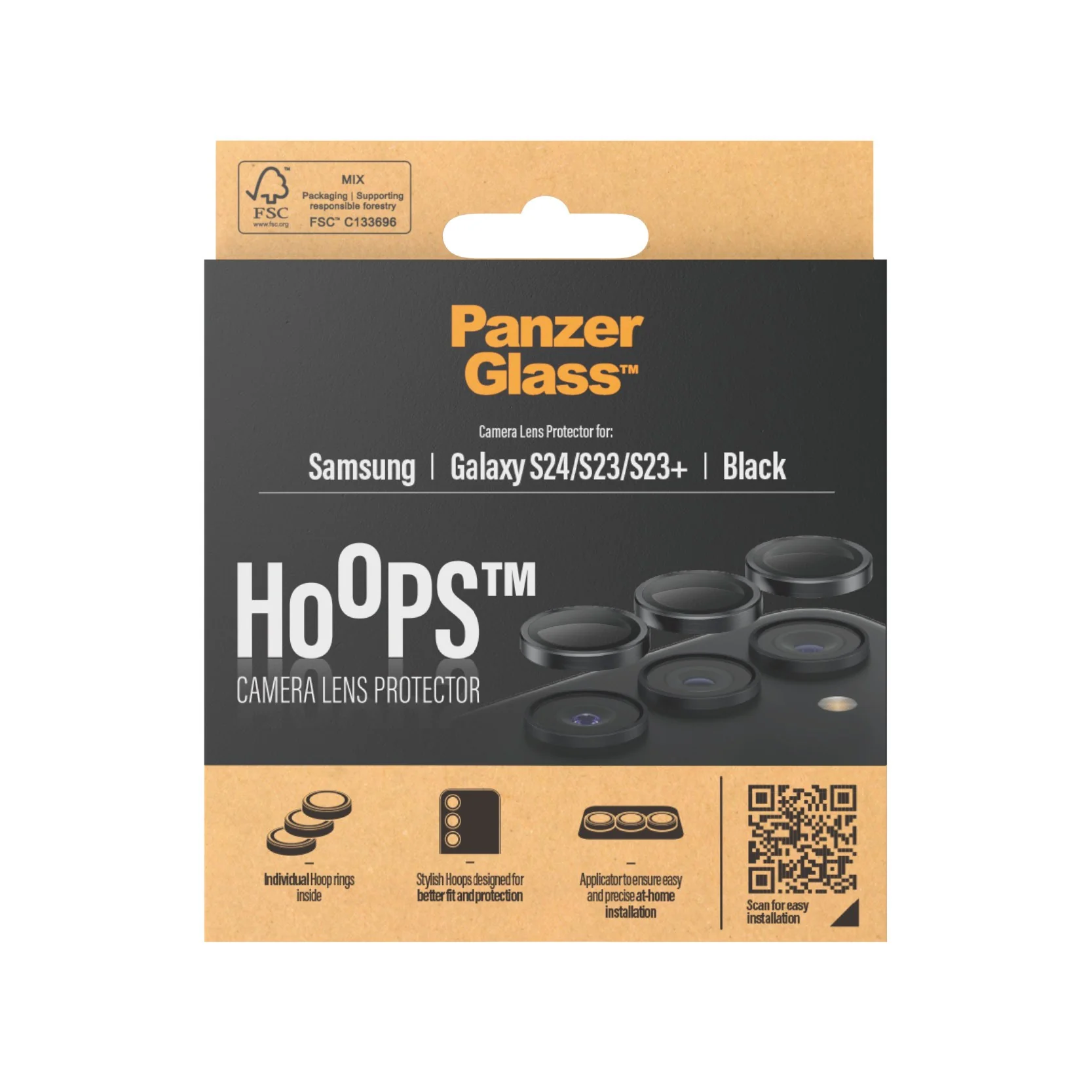 PanzerGlass® Hoops® Camera Lens Protector Black Samsung Galaxy S24 | S23 | S23+ - Image 3