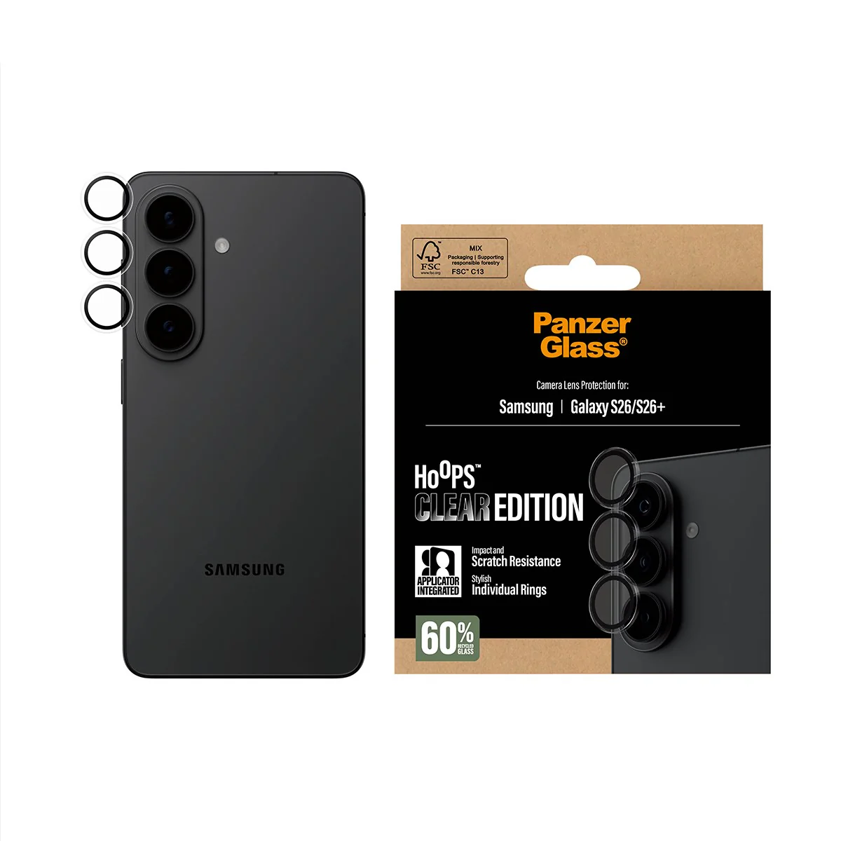 PanzerGlass® Hoops® Camera Lens Protector Transparent Samsung Galaxy S26 | S26+ - Image 2