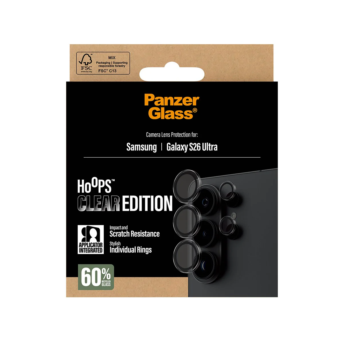 PanzerGlass® Hoops® Camera Lens Protector Transparent Samsung Galaxy S26 Ultra - Image 3
