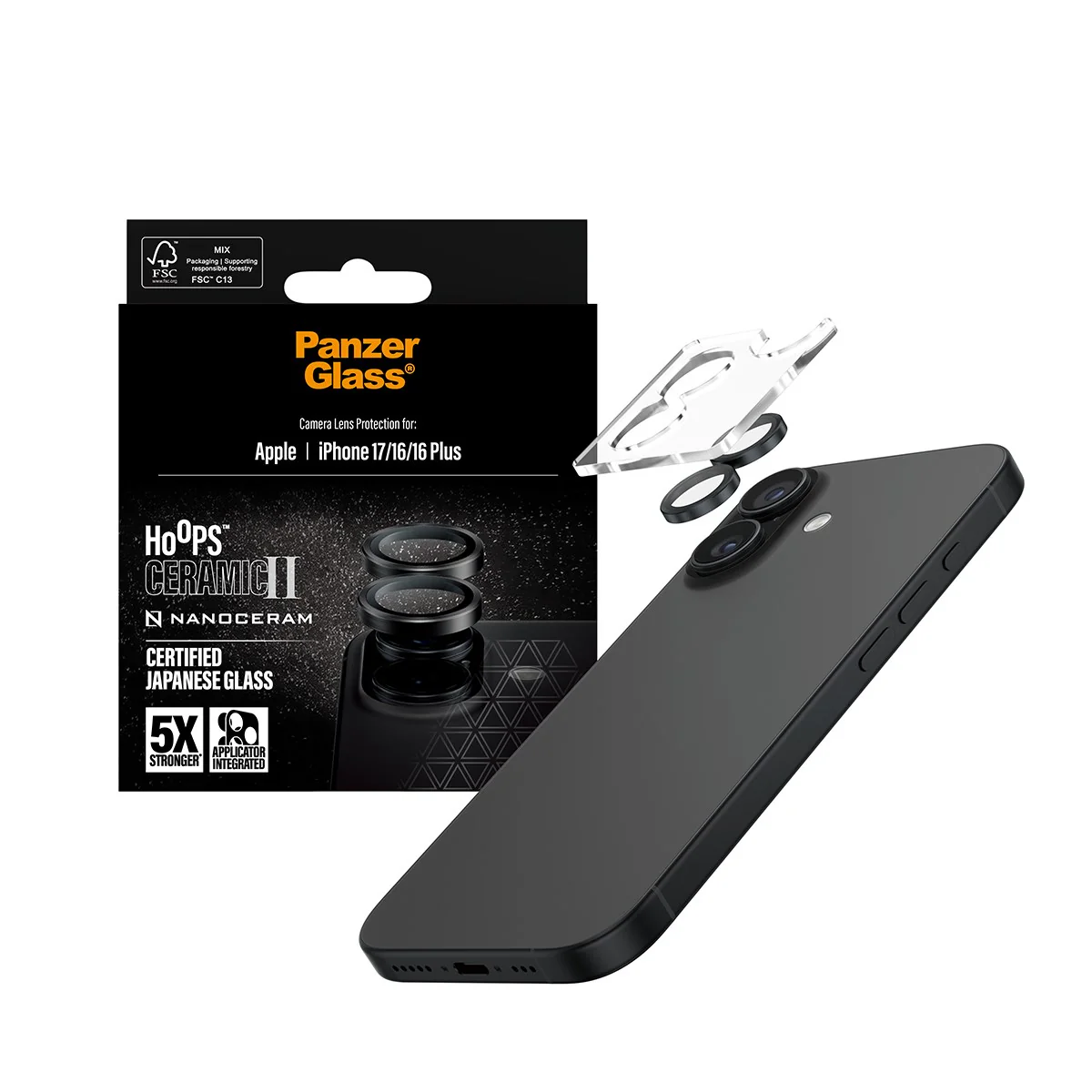 PanzerGlass® Hoops® Ceramic II Camera Lens Protector iPhone 17 | iPhone 16 | 16 Plus - Image 5