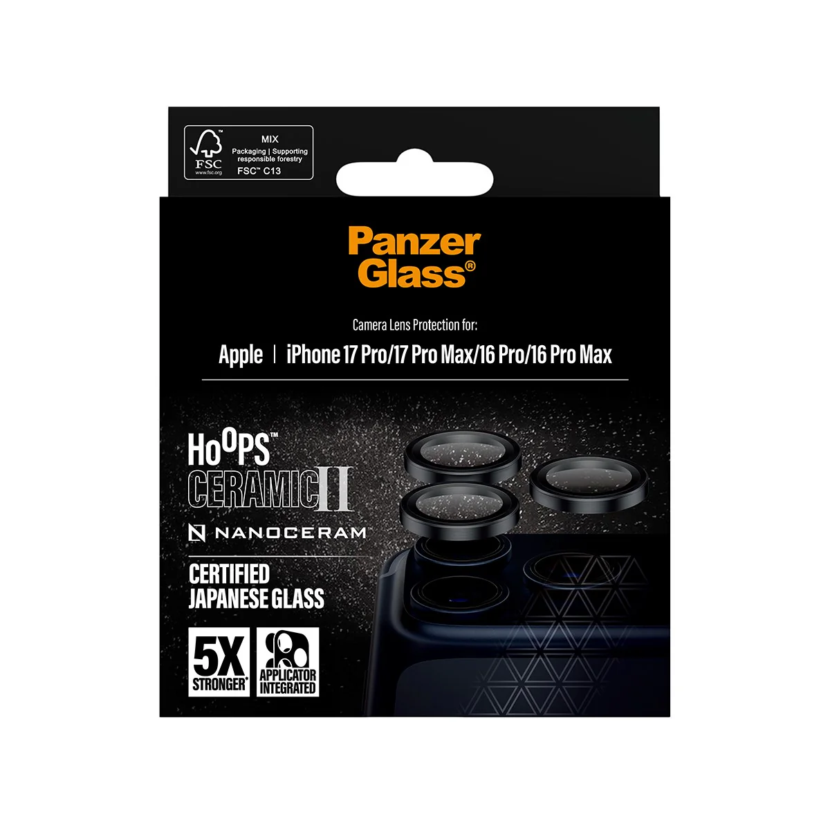 PanzerGlass® Hoops® Ceramic II Camera Lens Protector iPhone 17 Pro | iPhone 17 Pro Max | iPhone 16 Pro | 16 Pro Max - Image 3