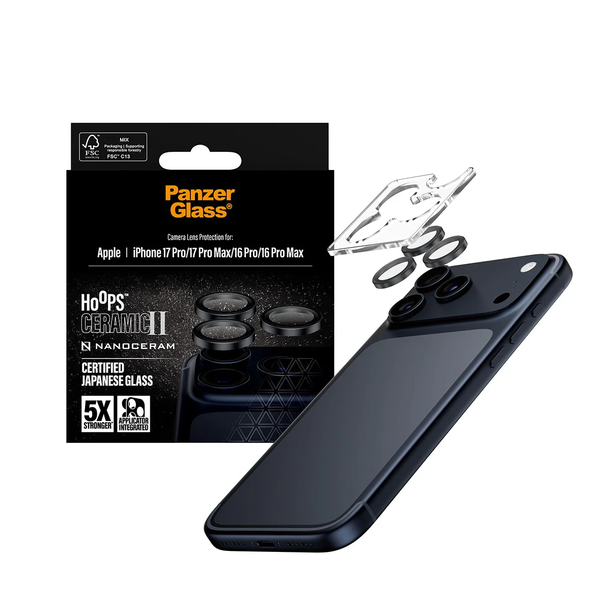 PanzerGlass® Hoops® Ceramic II Camera Lens Protector iPhone 17 Pro | iPhone 17 Pro Max | iPhone 16 Pro | 16 Pro Max - Image 5