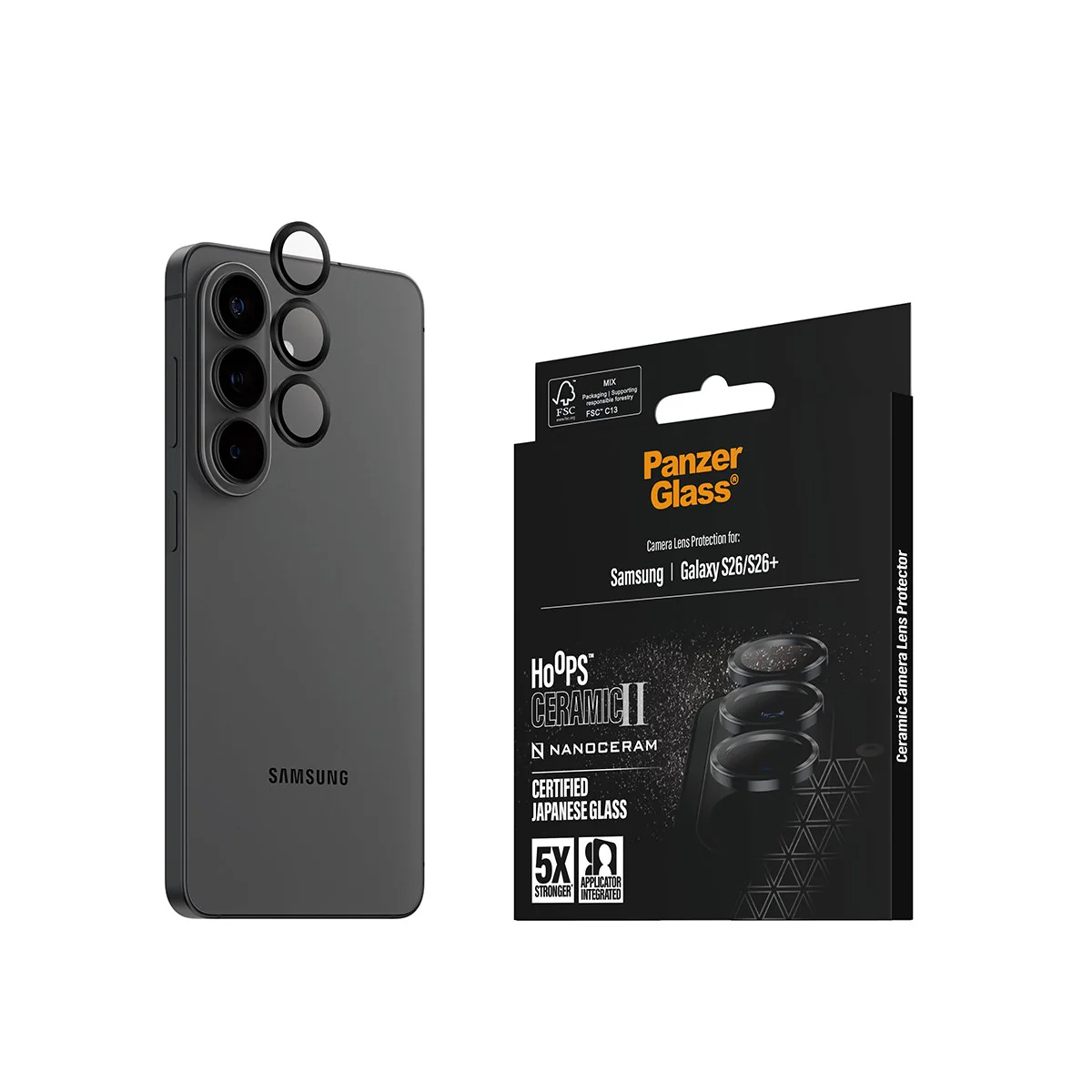 PanzerGlass® Hoops® Ceramic II Camera Lens Protector Samsung Galaxy S26 | S26+ - Image 6