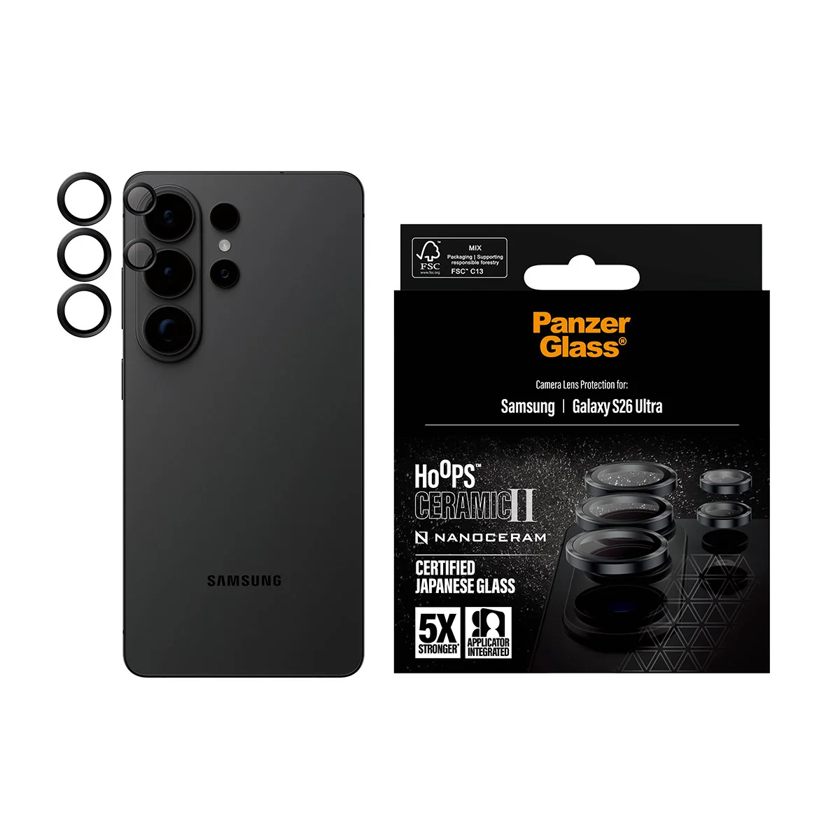 PanzerGlass® Hoops® Ceramic II Camera Lens Protector Samsung Galaxy S26 Ultra - Image 2