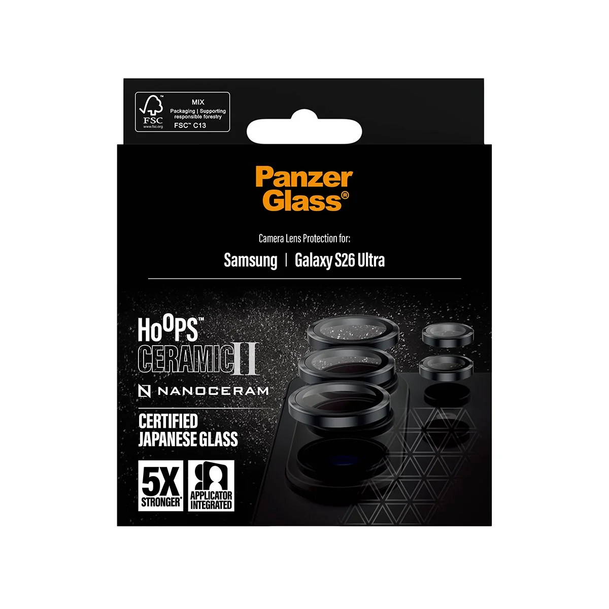 PanzerGlass® Hoops® Ceramic II Camera Lens Protector Samsung Galaxy S26 Ultra - Image 3