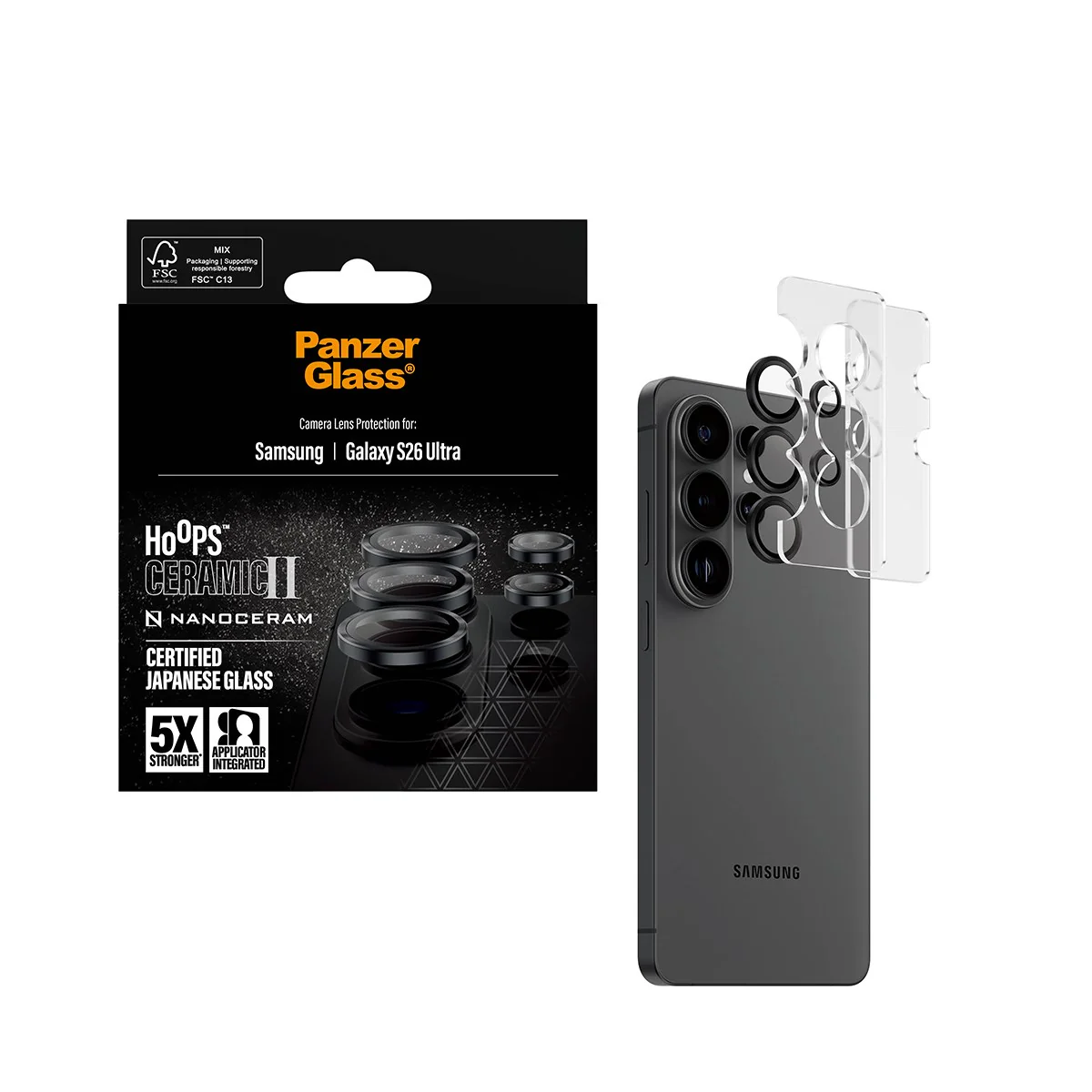 PanzerGlass® Hoops® Ceramic II Camera Lens Protector Samsung Galaxy S26 Ultra - Image 5