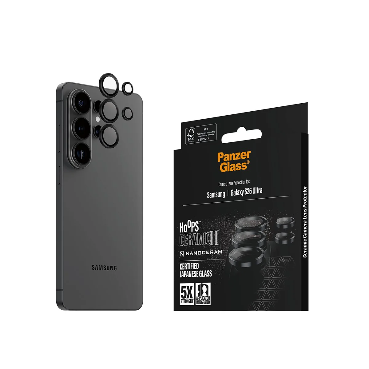 PanzerGlass® Hoops® Ceramic II Camera Lens Protector Samsung Galaxy S26 Ultra - Image 6