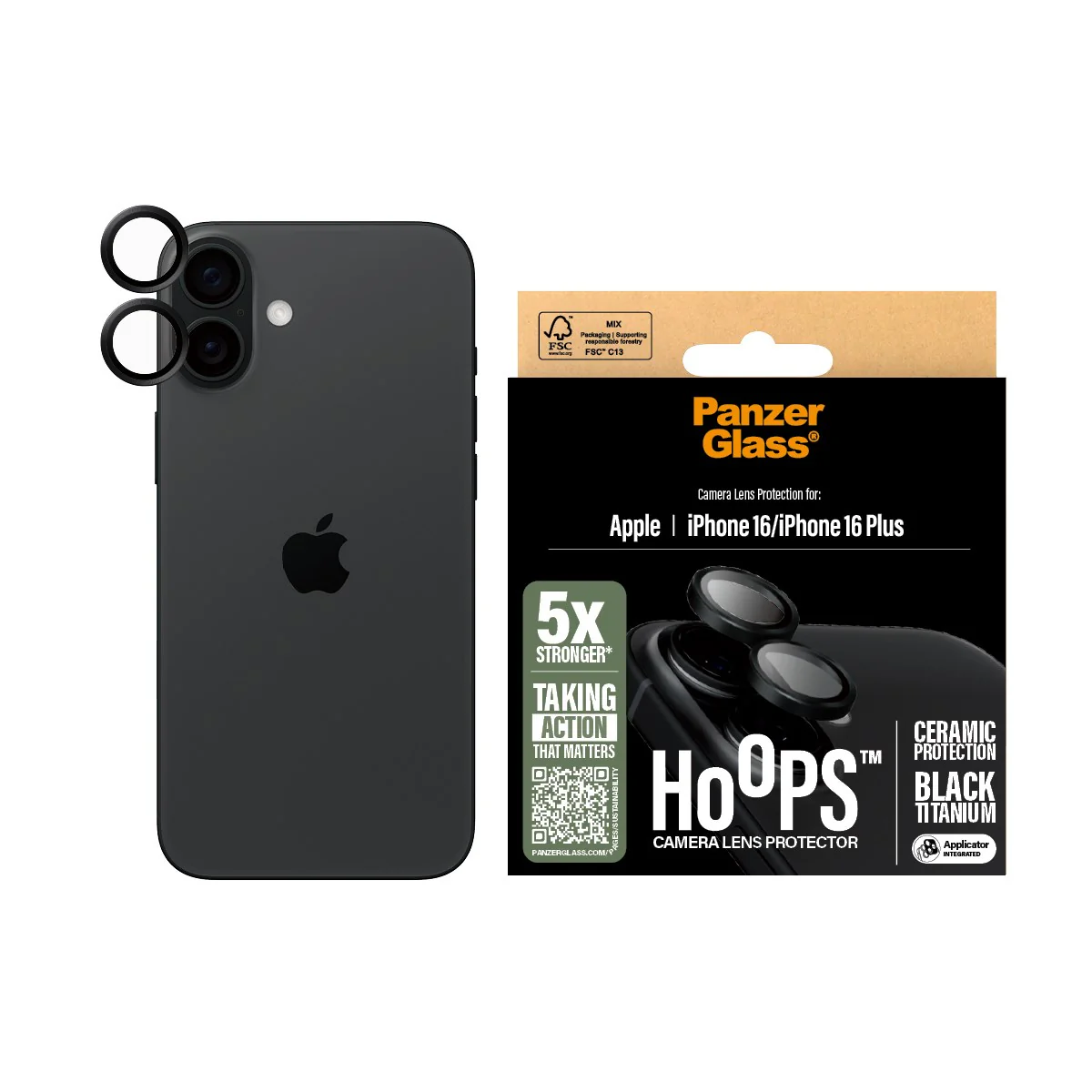 PanzerGlass® Hoops® Ceramic Camera Lens Protector iPhone 16 | 16 Plus - Image 2