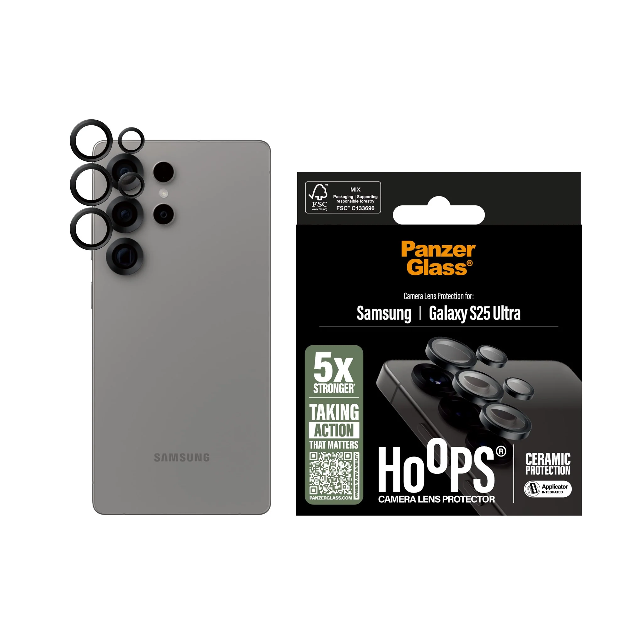 PanzerGlass® Hoops® Ceramic Camera Lens Protector Samsung Galaxy S25 Ultra - Image 2