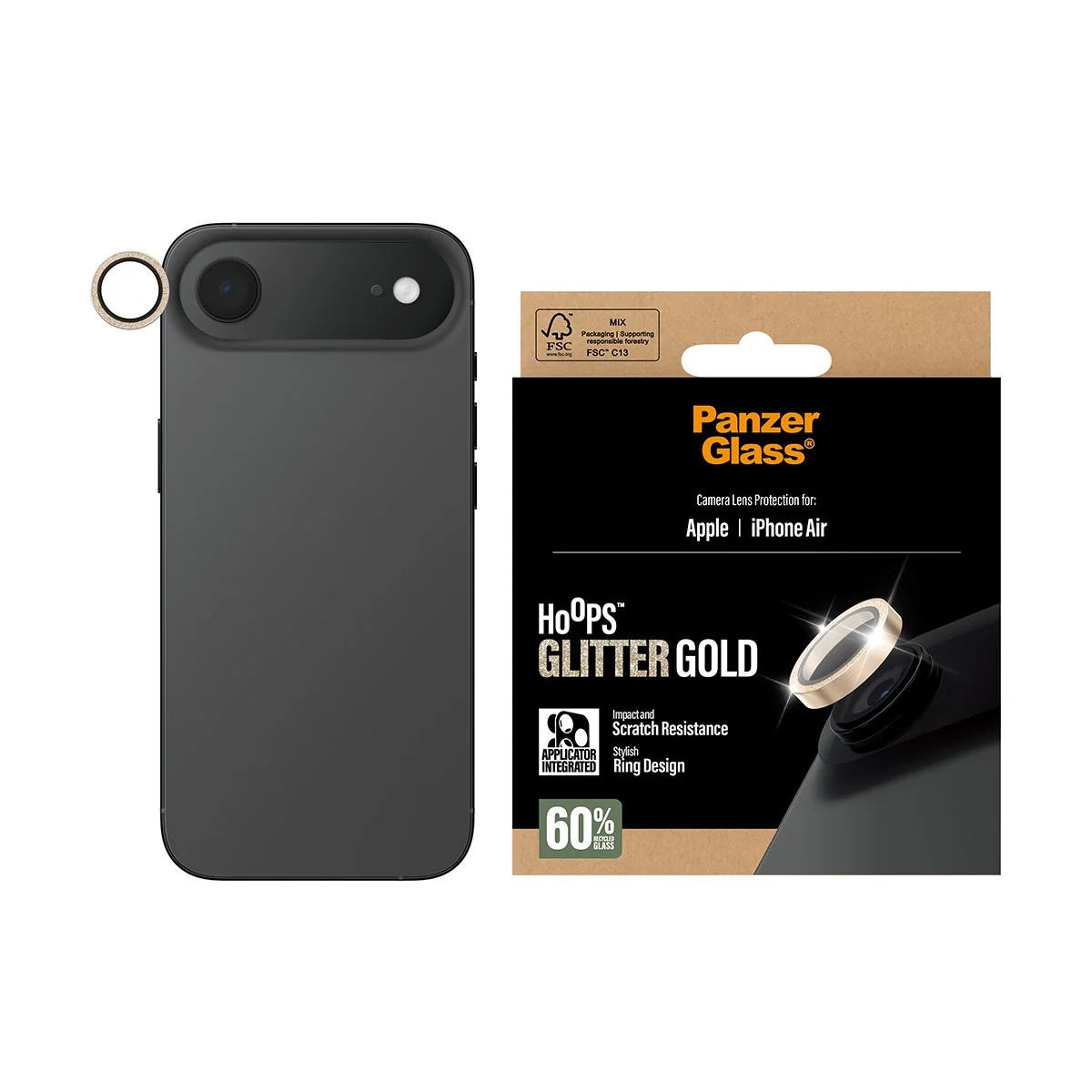 PanzerGlass® Hoops® Camera Lens Protector Glitter Gold iPhone Air - Image 2