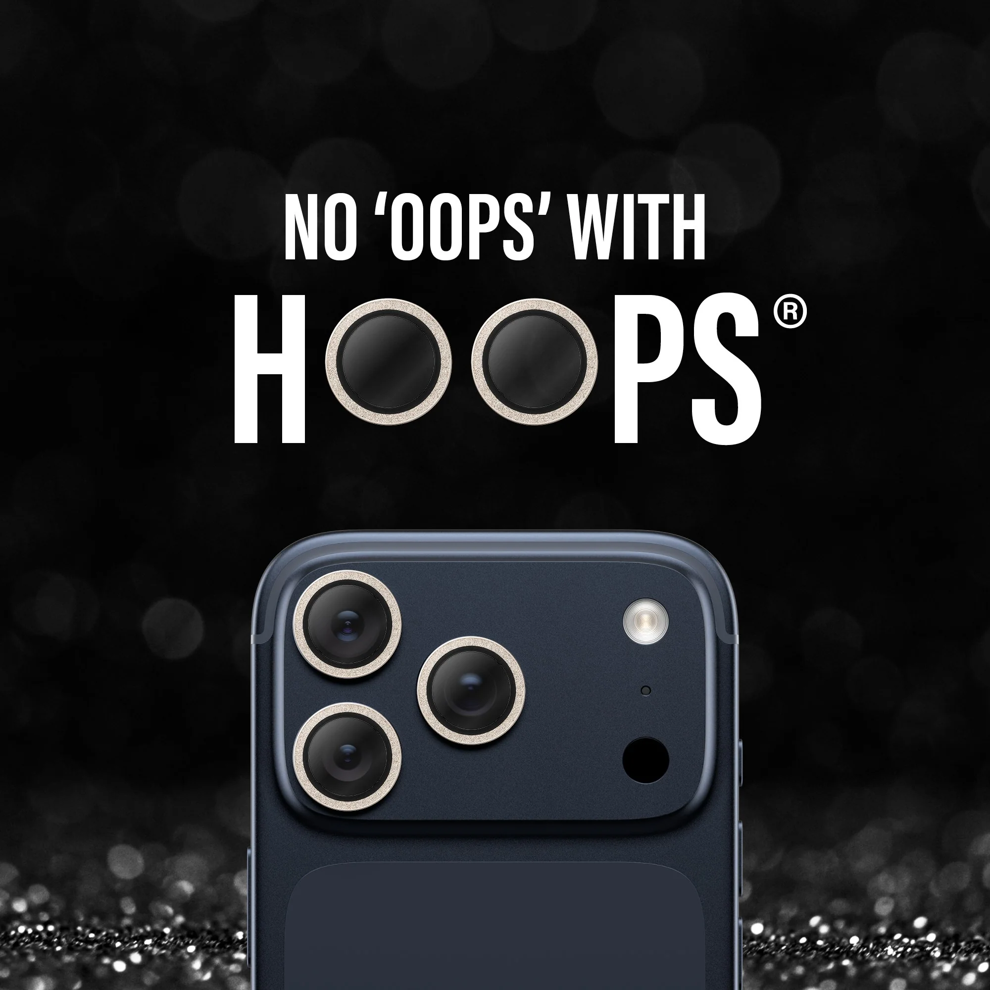 PanzerGlass® Hoops® Camera Lens Protector Glitter Gold iPhone 17 Pro | iPhone 17 Pro Max | iPhone 16 Pro | 16 Pro Max - Image 6