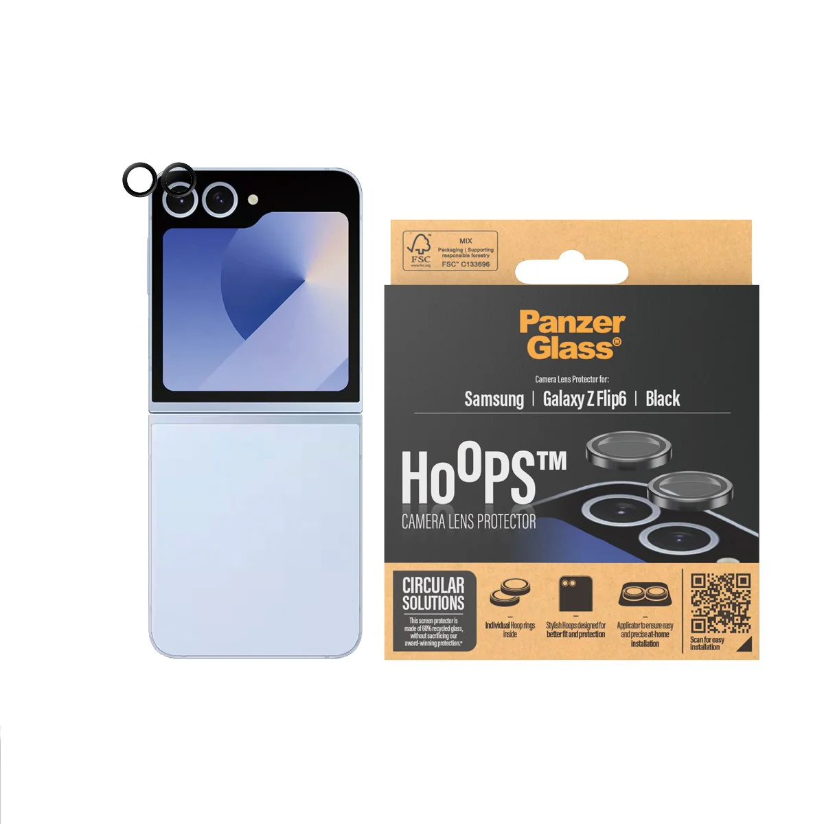 PanzerGlass® Hoops® Camera Lens Protector Black Samsung Galaxy Z Flip6 - Image 2